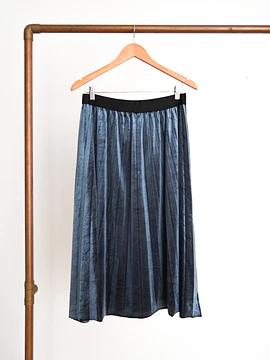 Falda velvet azul piedra