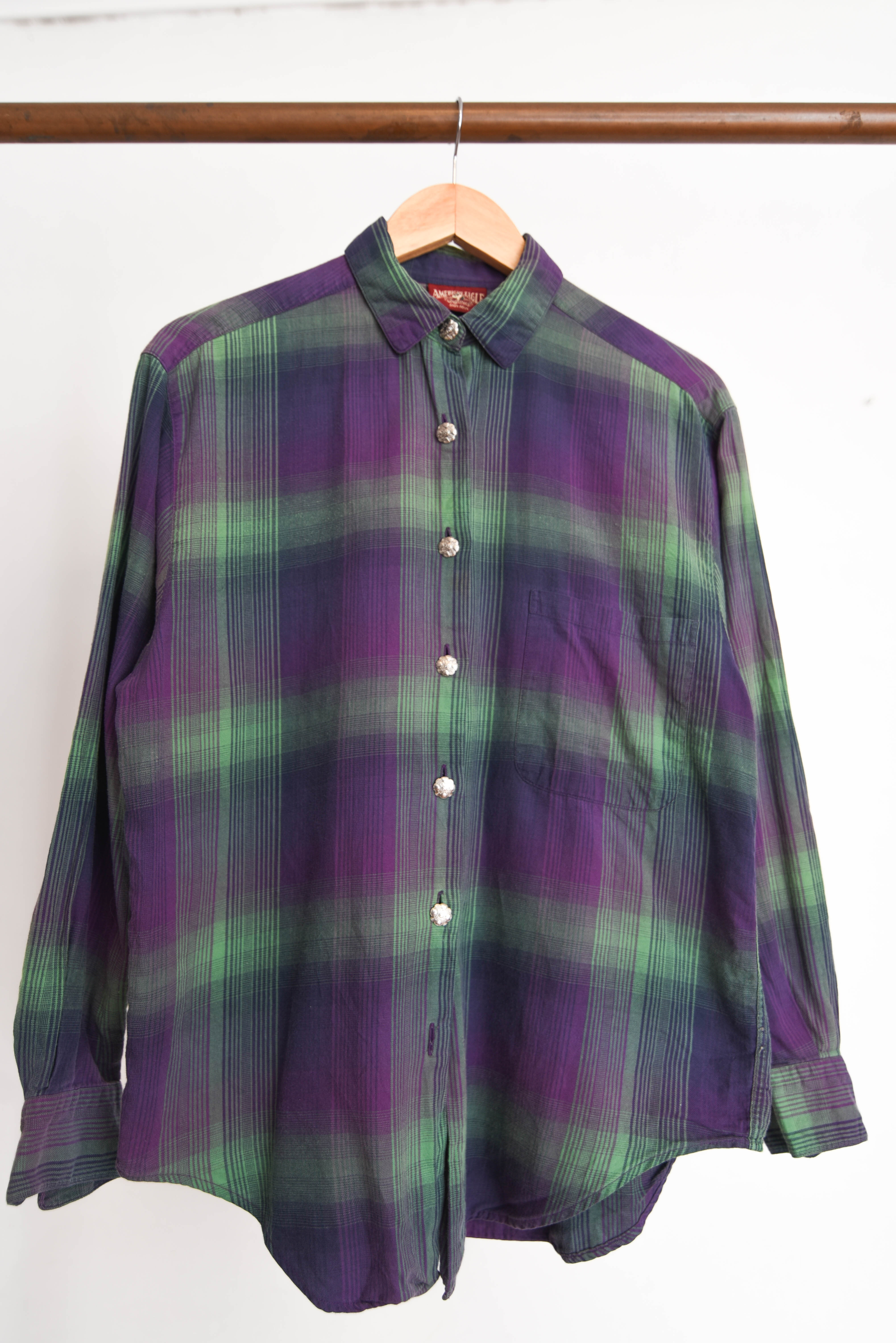 Camisa 90s tartán purple green