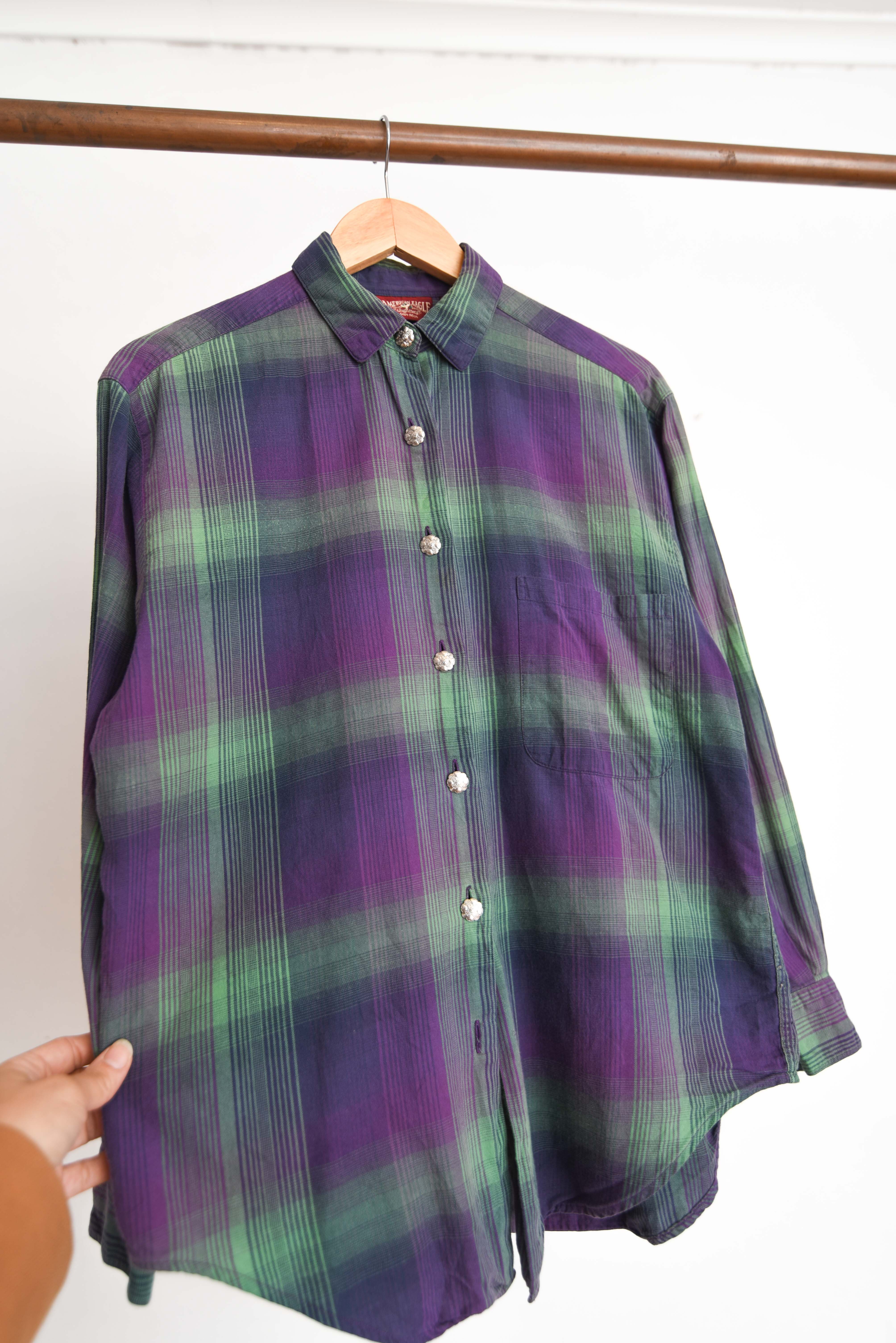 Camisa 90s tartán purple green