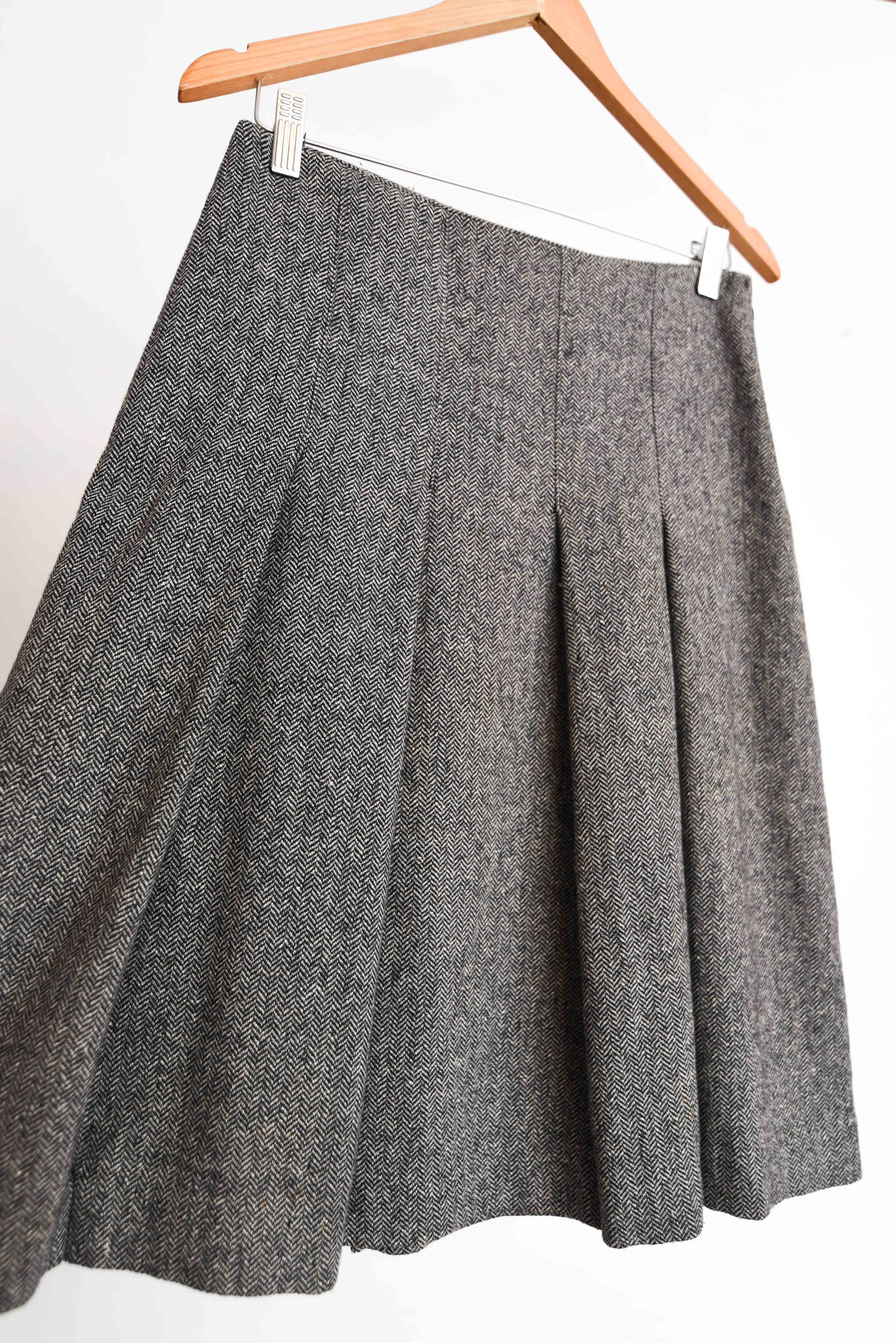 Falda gris espiga lana y seda