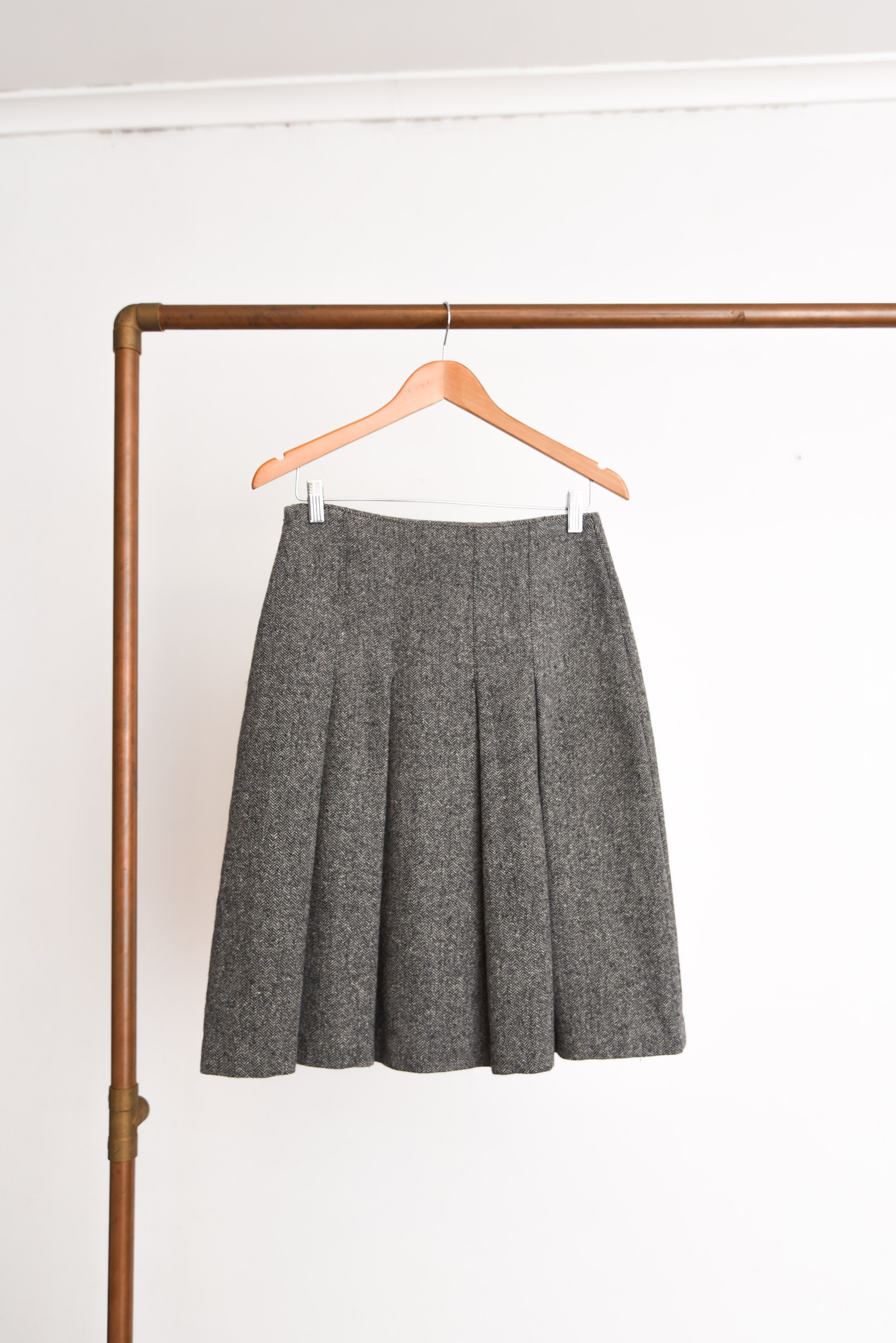 Falda gris espiga lana y seda