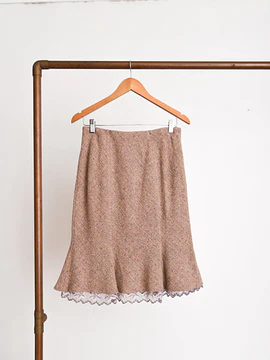 Falda jaspeada y encaje silk