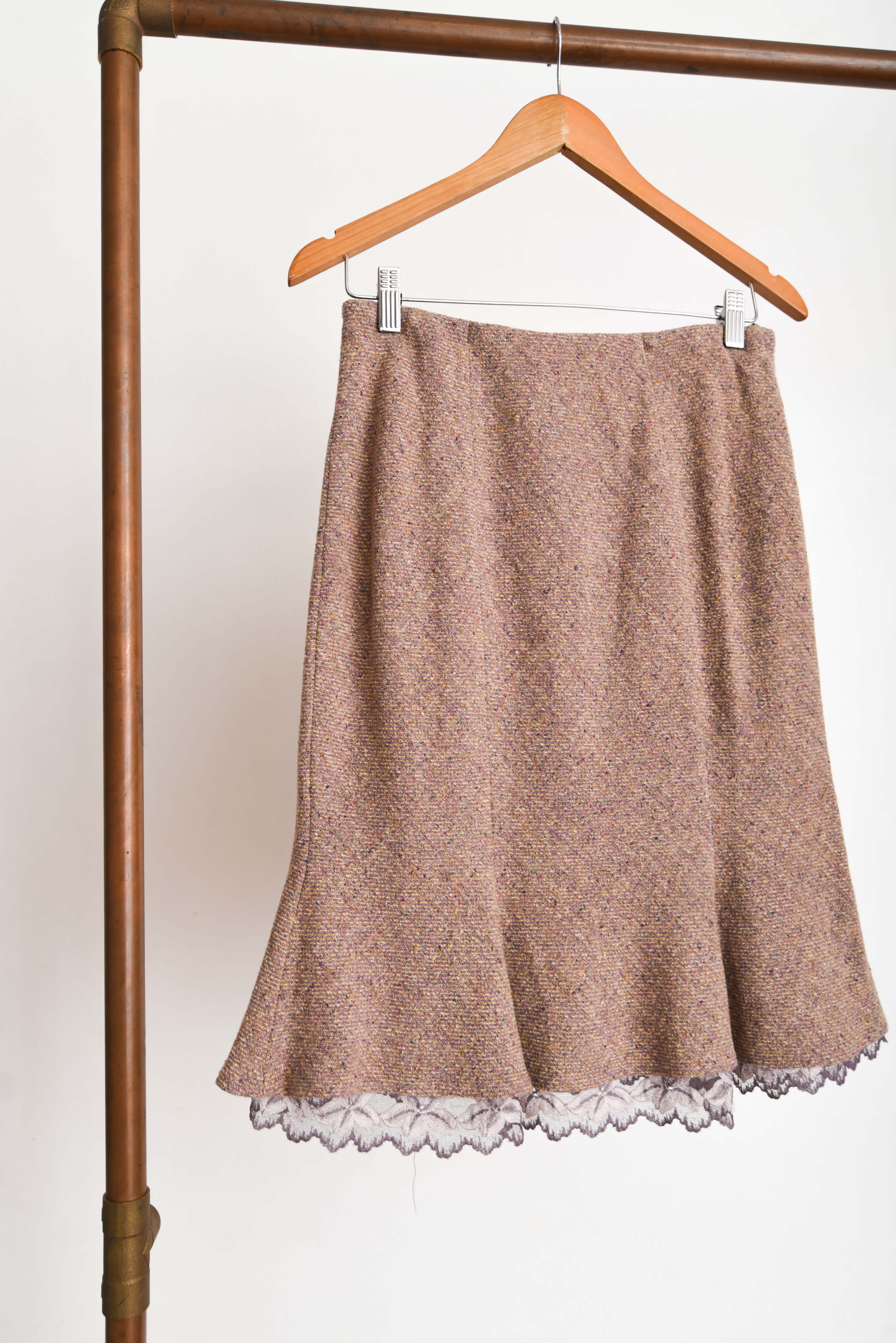 Falda jaspeada y encaje silk