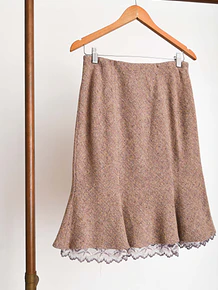 Falda jaspeada y encaje silk