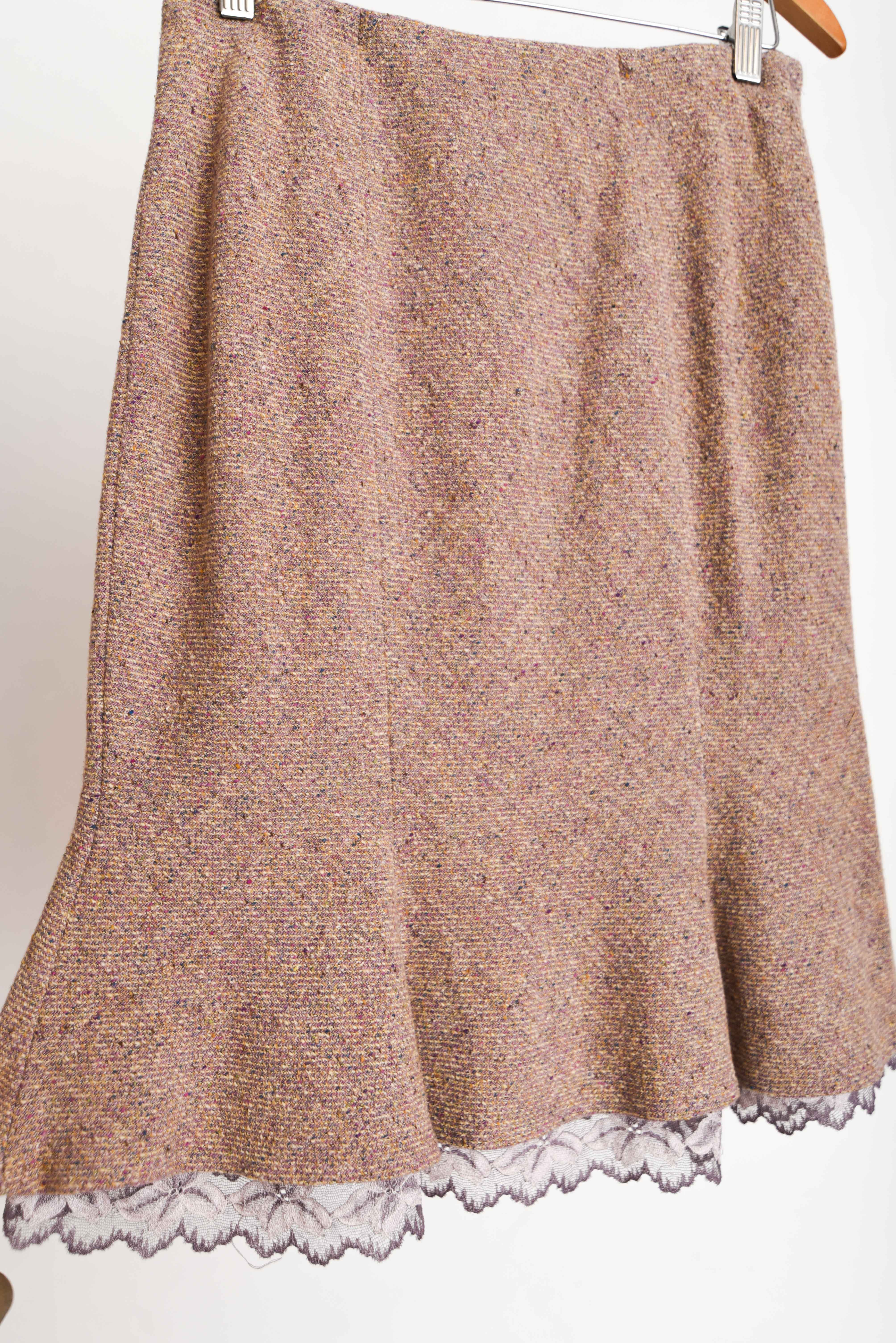 Falda jaspeada y encaje silk