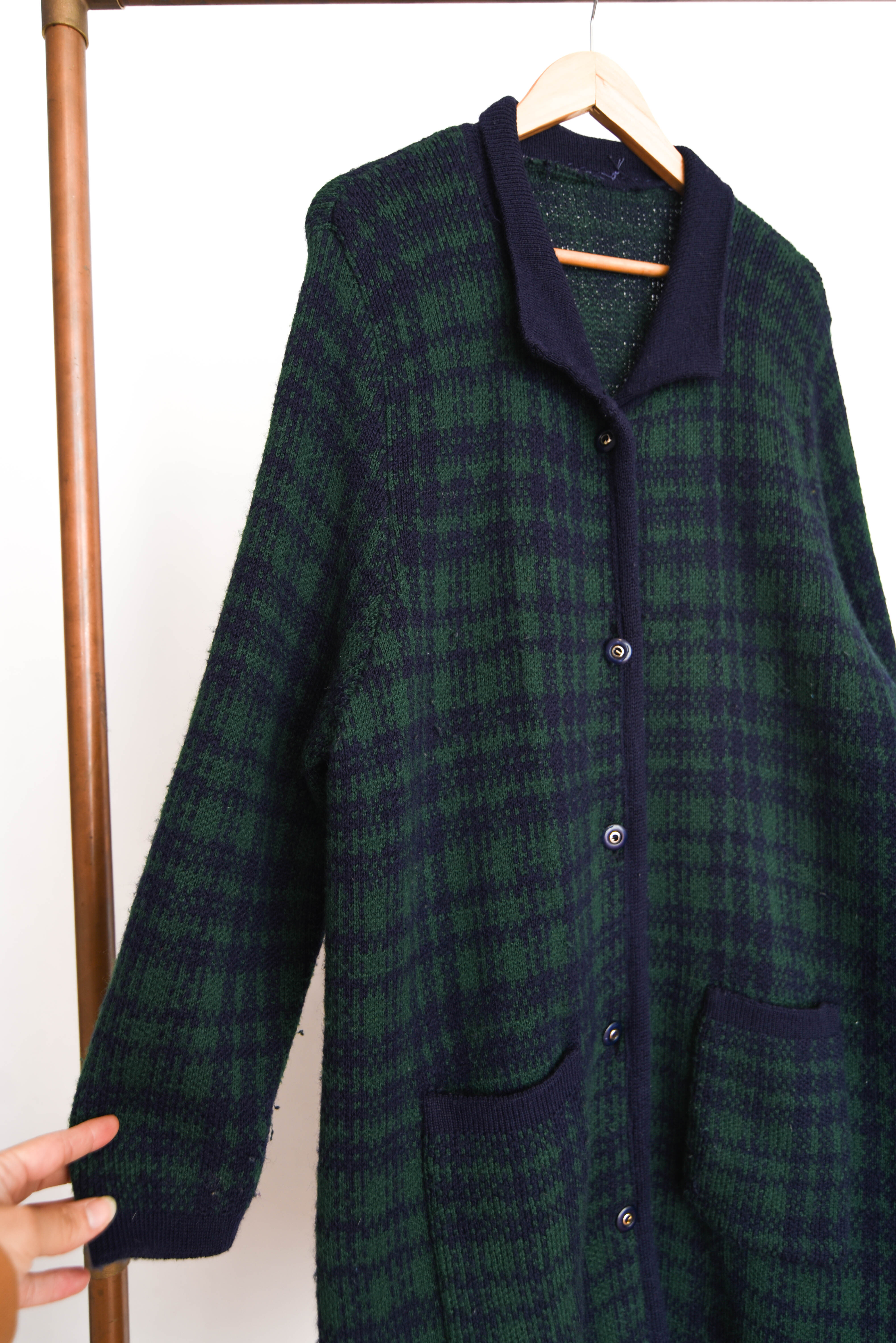 Maxi cardigan navy green vintage