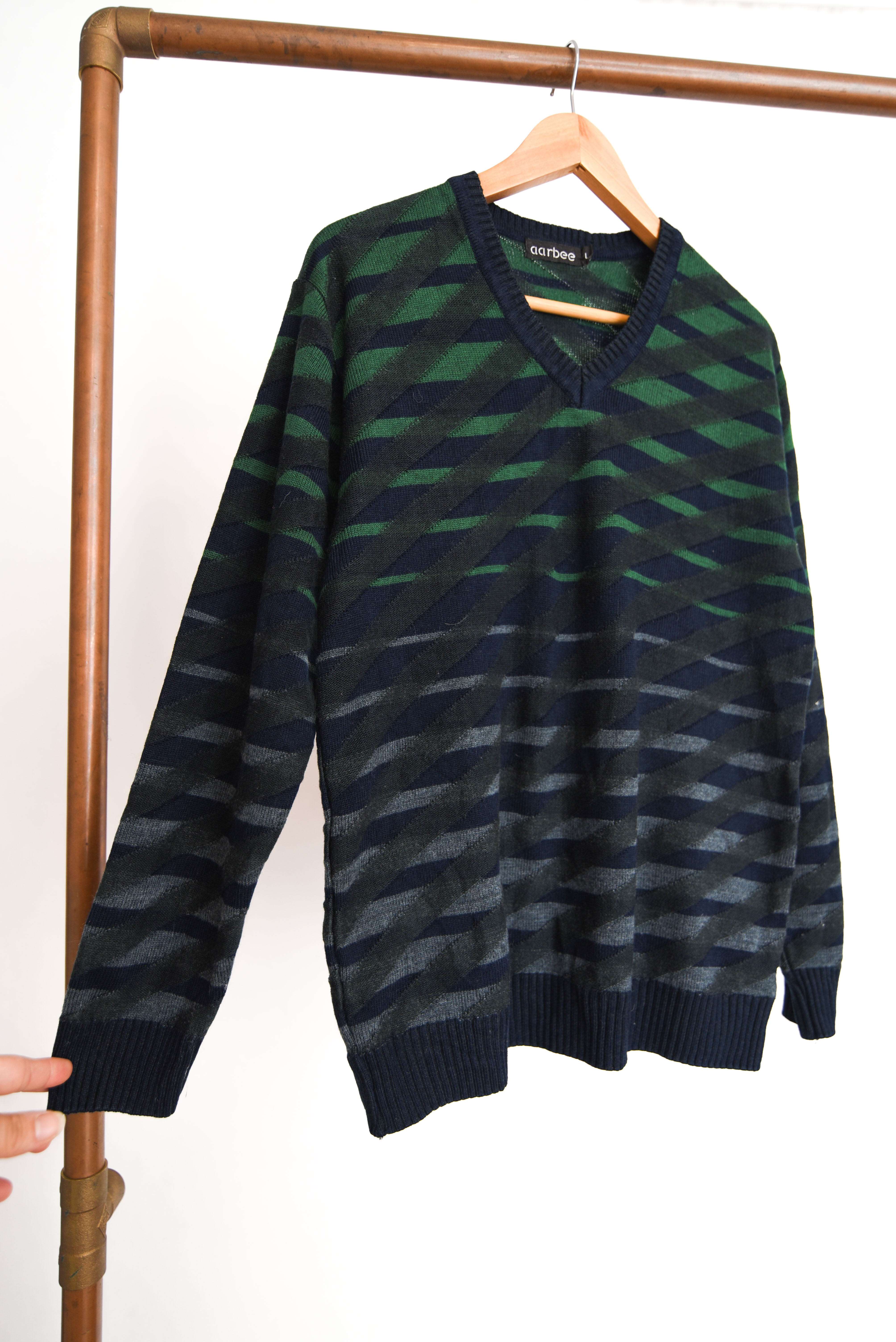 Chaleco dark green geométrico vintage