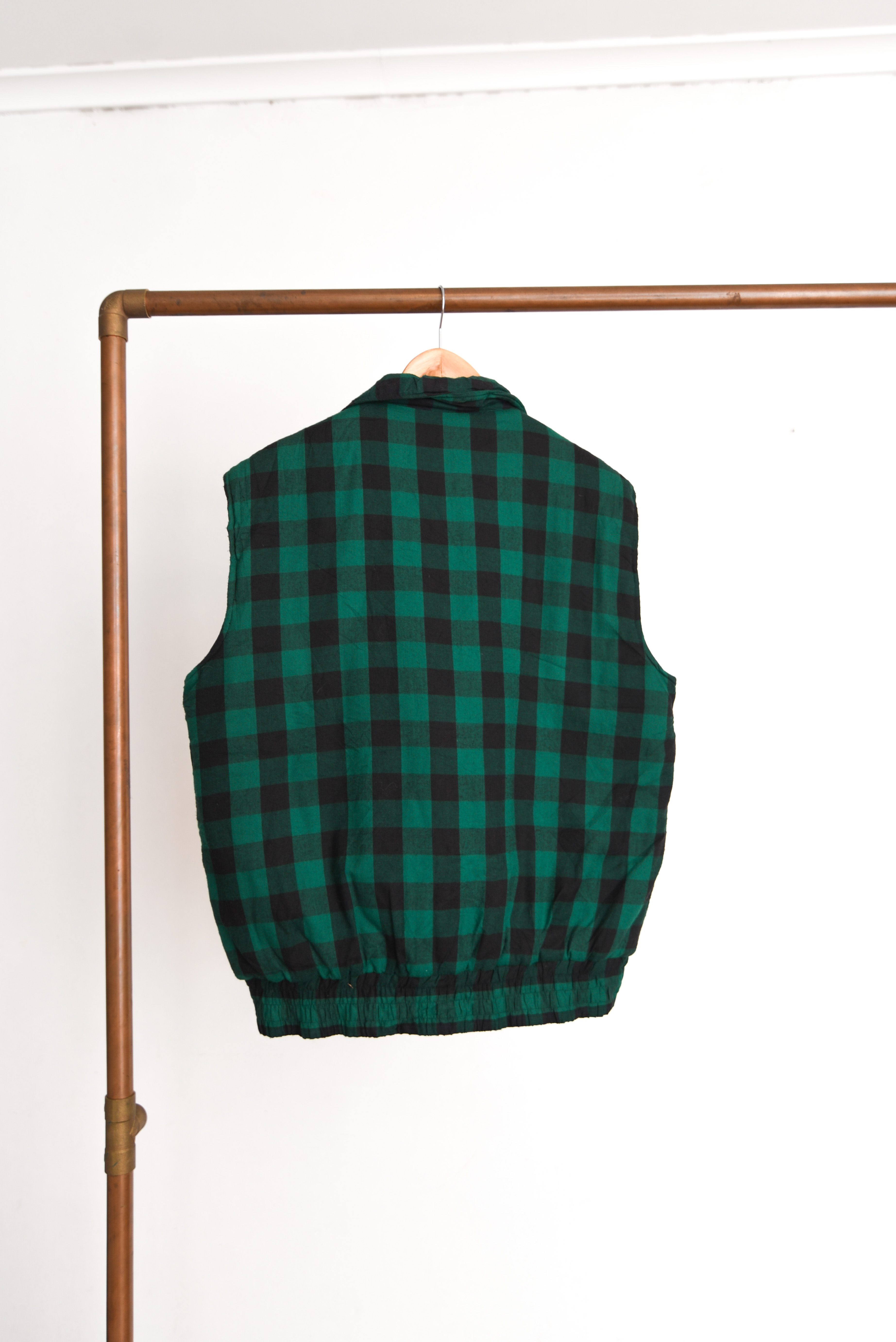 Chaqueta gingham green sin mangas 90s