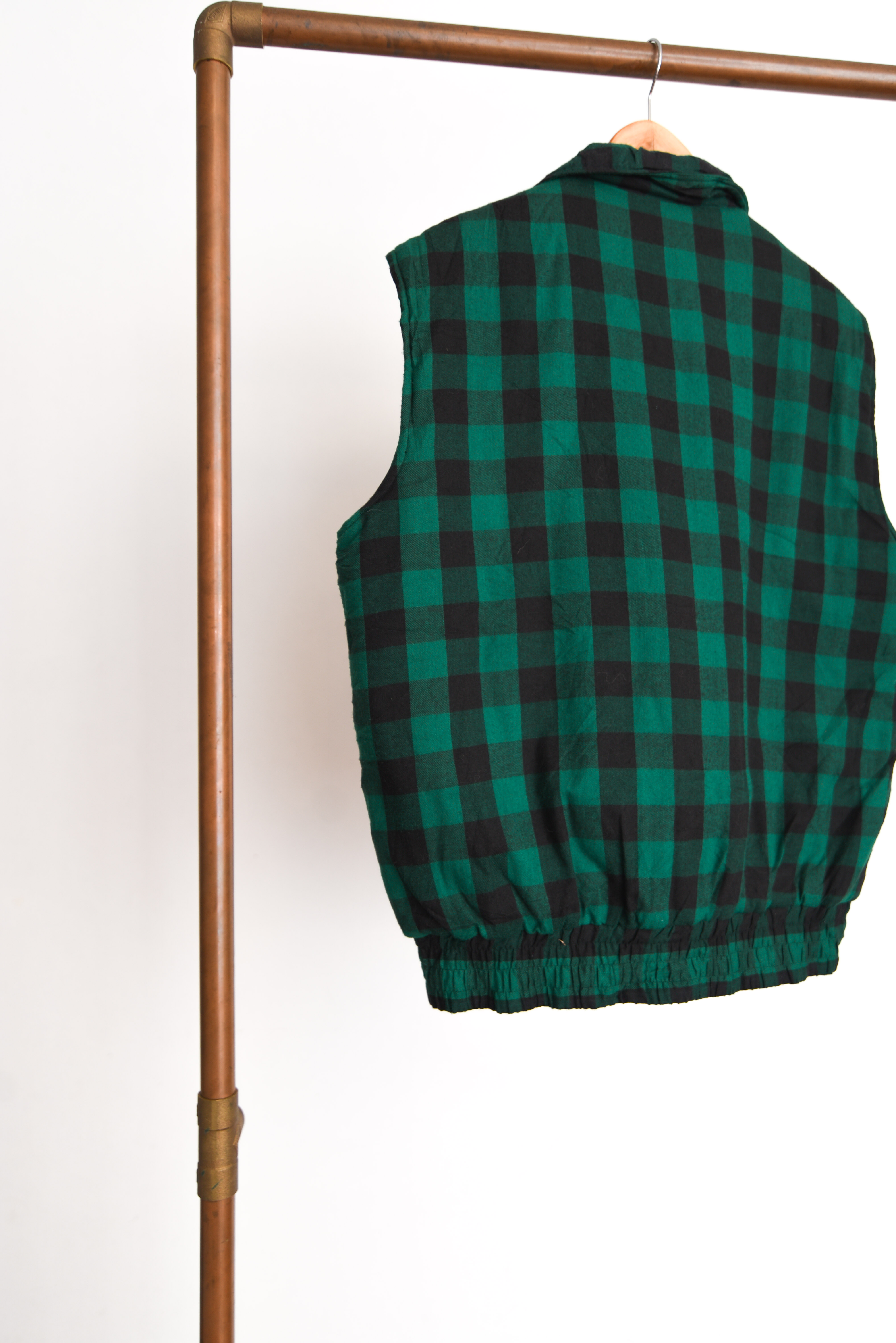 Chaqueta gingham green sin mangas 90s