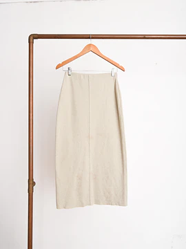 Maxi falda marfil acanalada