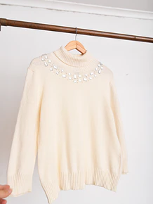 Chaleco marfil angora gemas