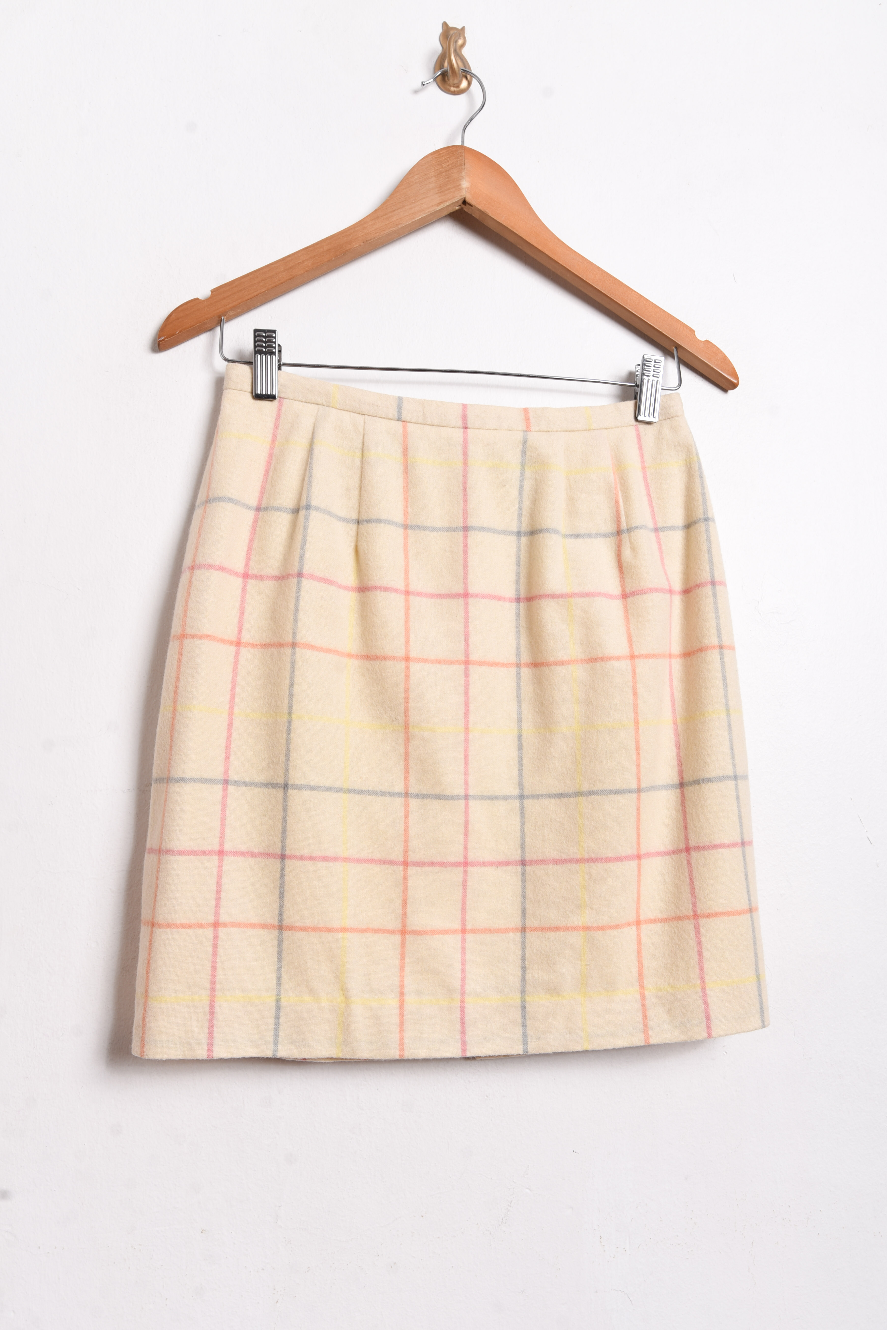 Falda marfil grilla lana vintage