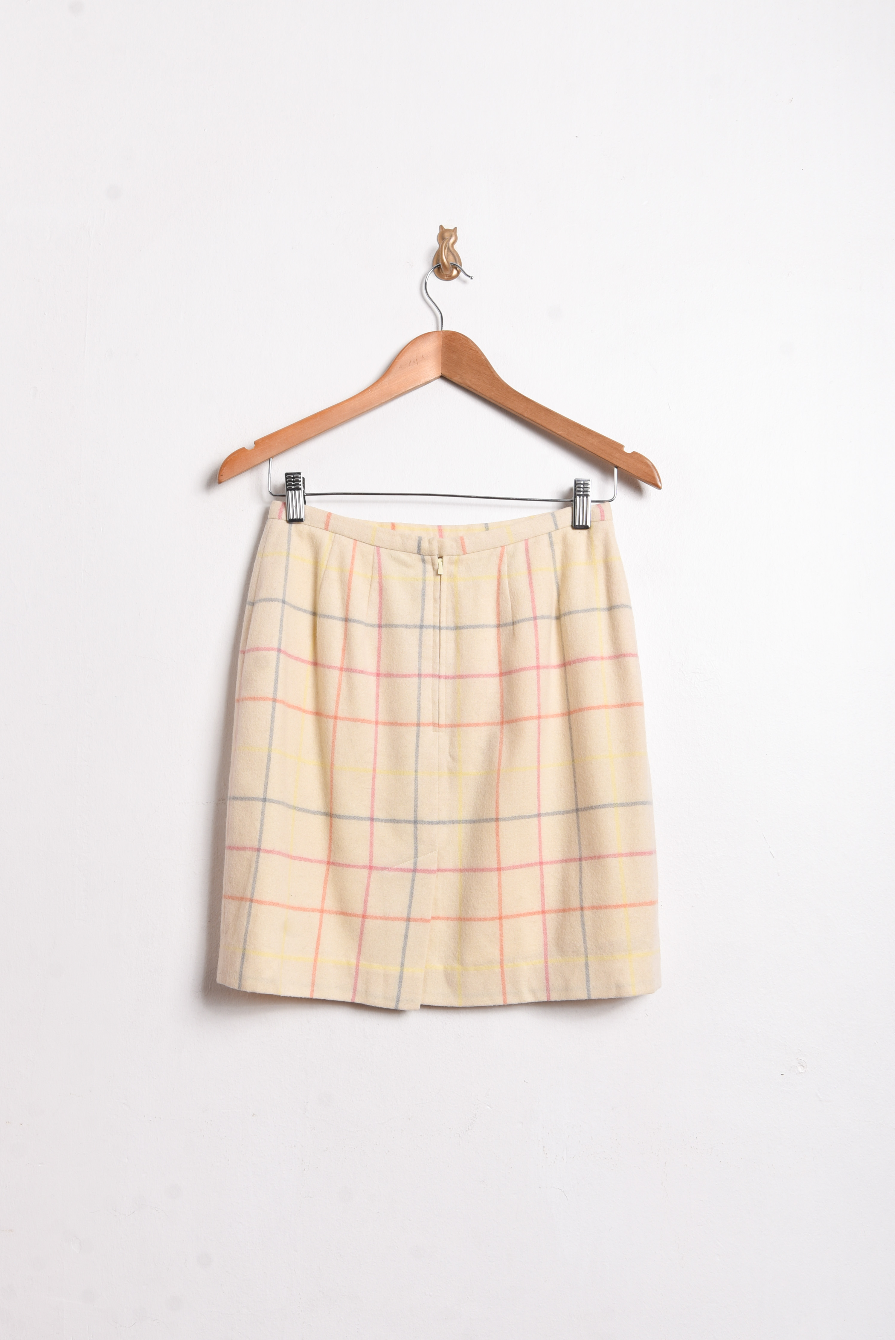 Falda marfil grilla lana vintage