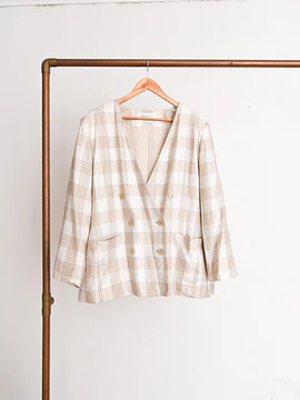Blazer gingham marfil 90s