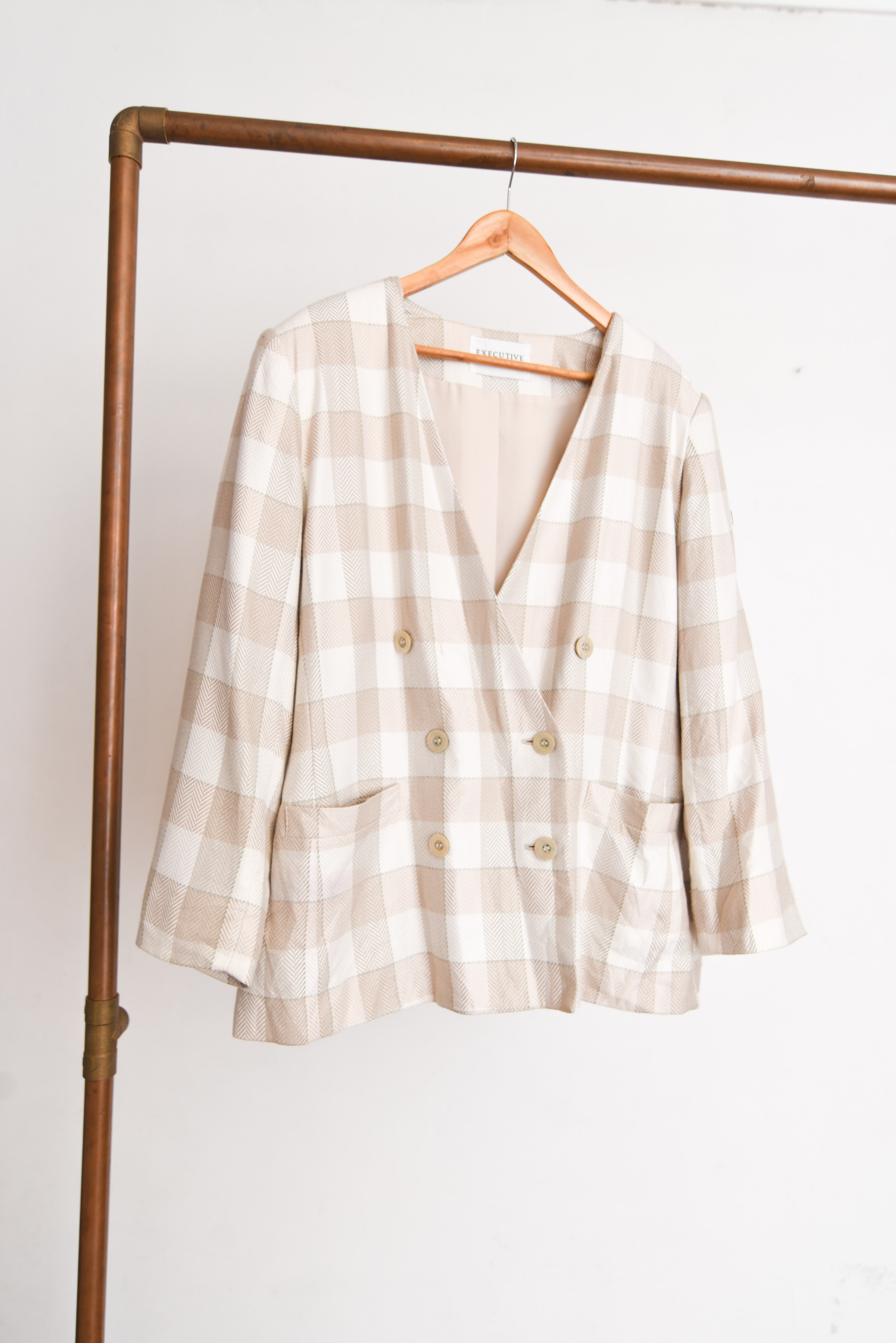 Blazer gingham marfil 90s