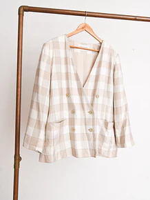 Blazer gingham marfil 90s
