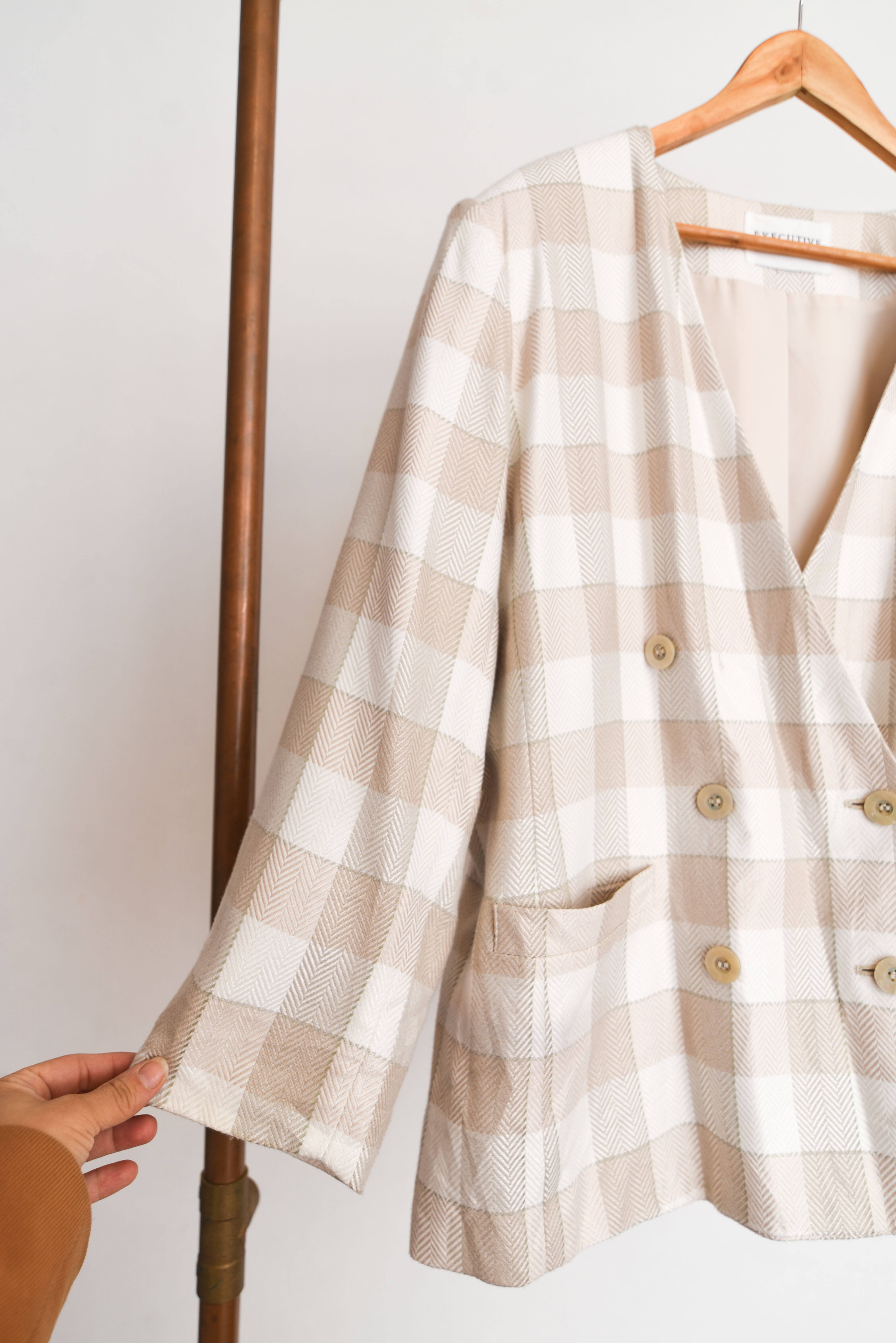 Blazer gingham marfil 90s