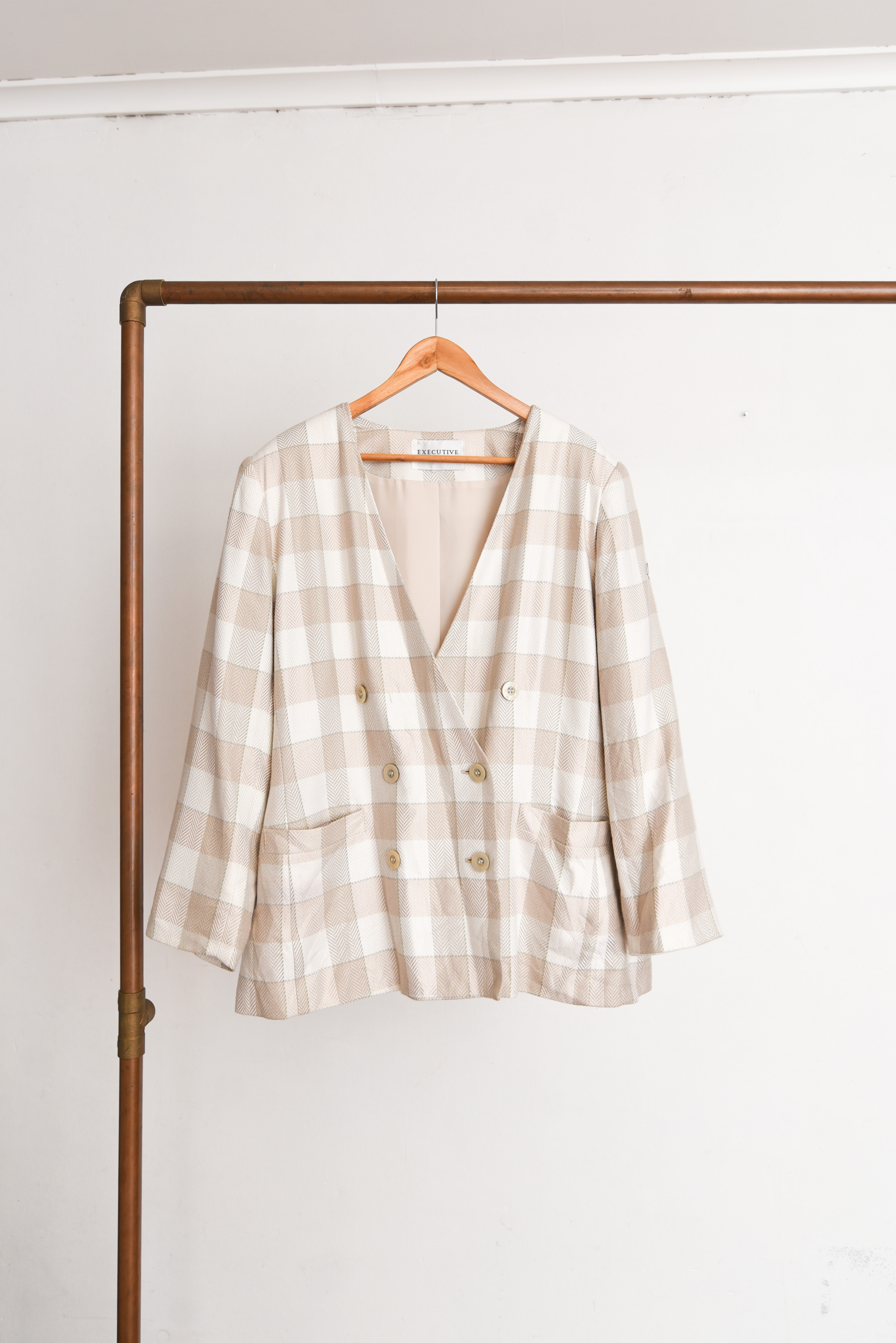 Blazer gingham marfil 90s