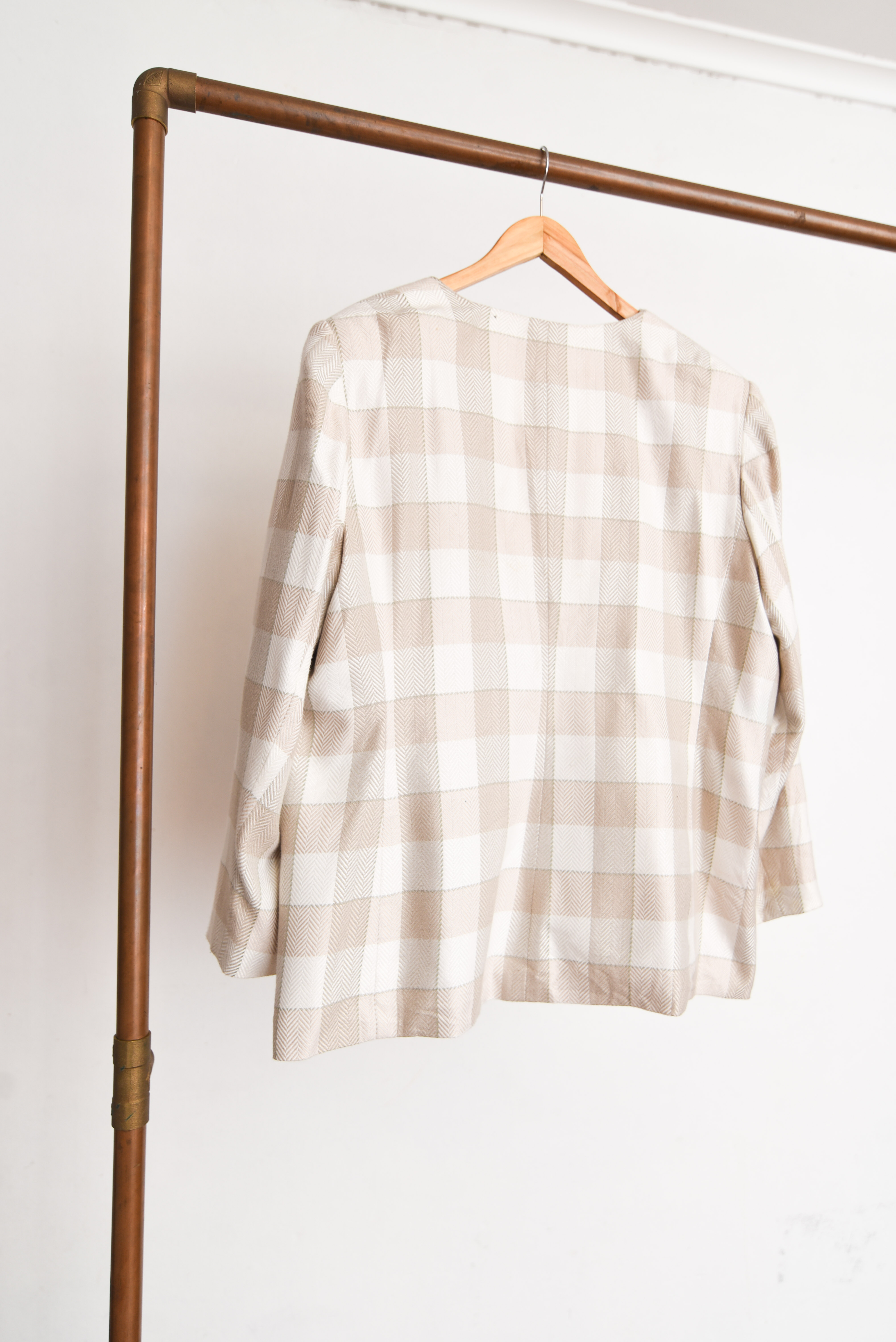 Blazer gingham marfil 90s