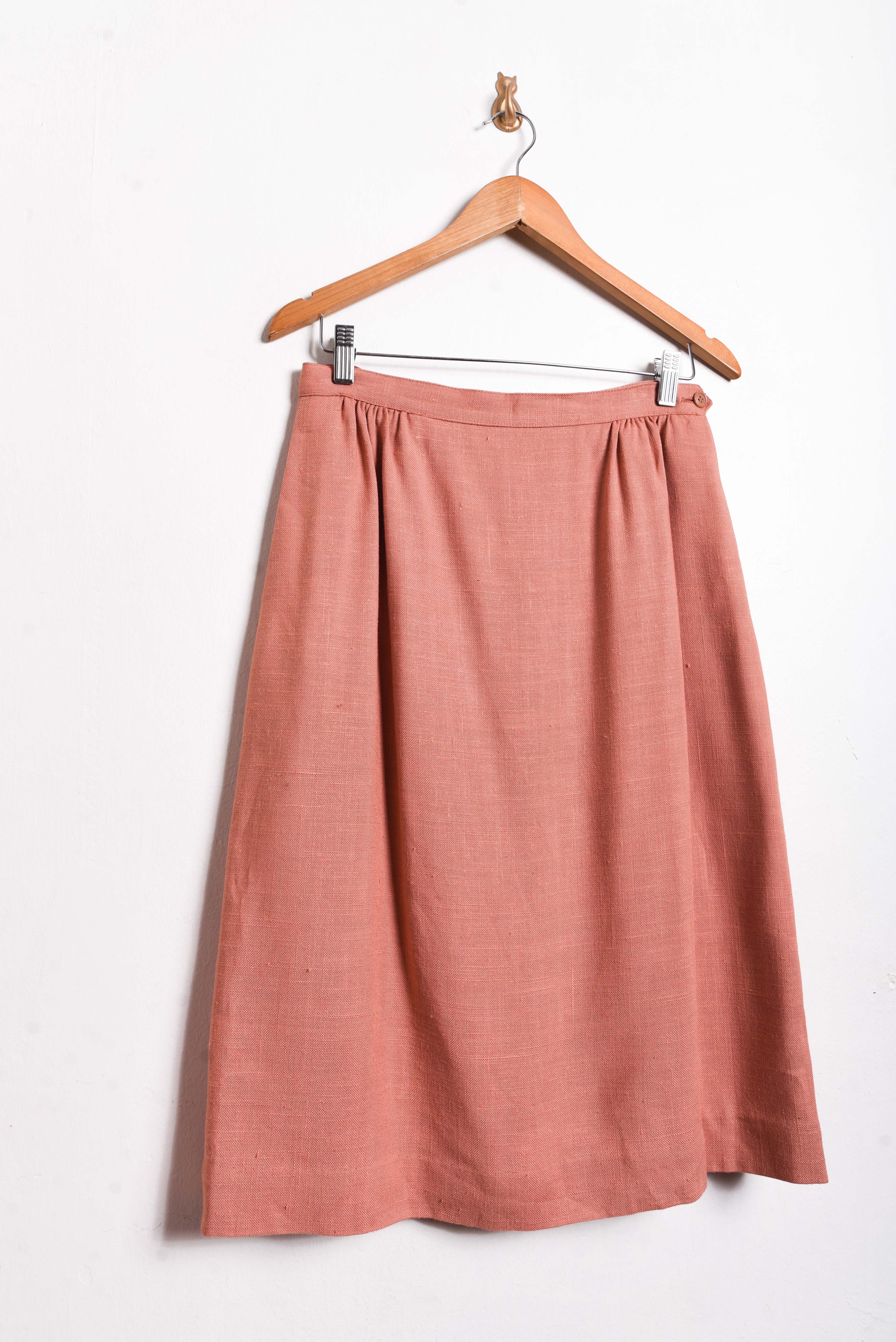 Falda naranjo pastel vintage midi