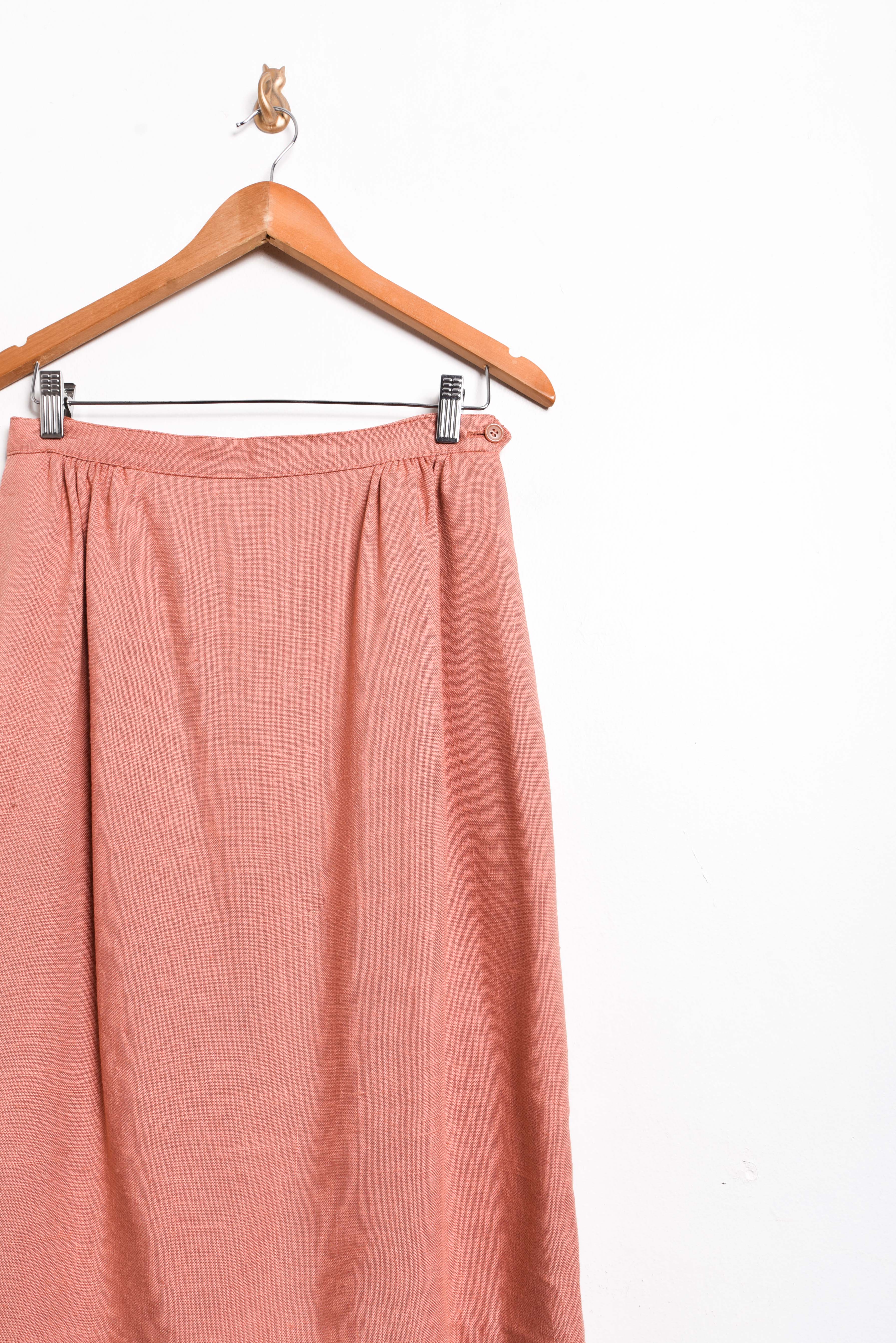Falda naranjo pastel vintage midi