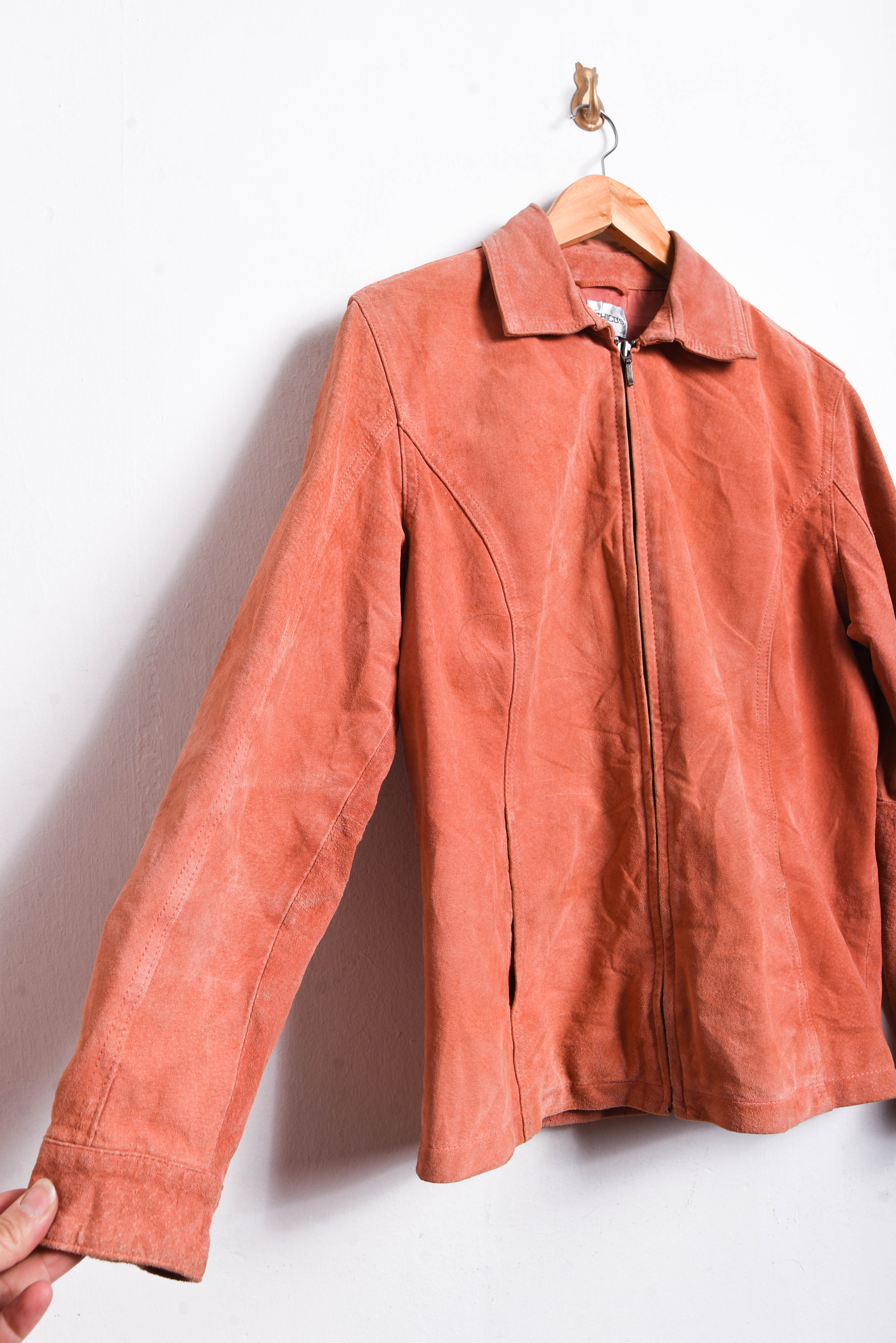 Chaqueta naranja gamuza cierre