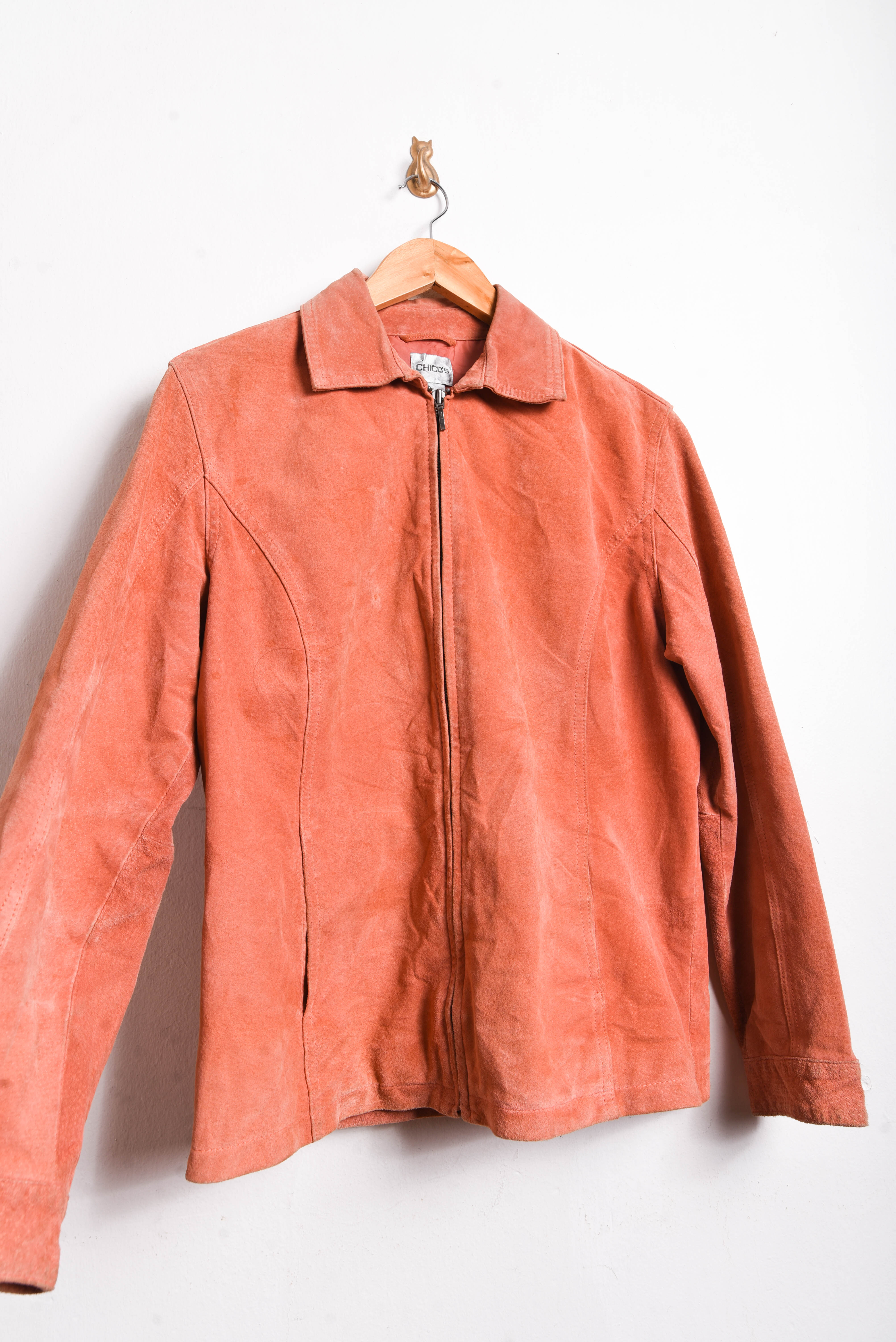 Chaqueta naranja gamuza cierre