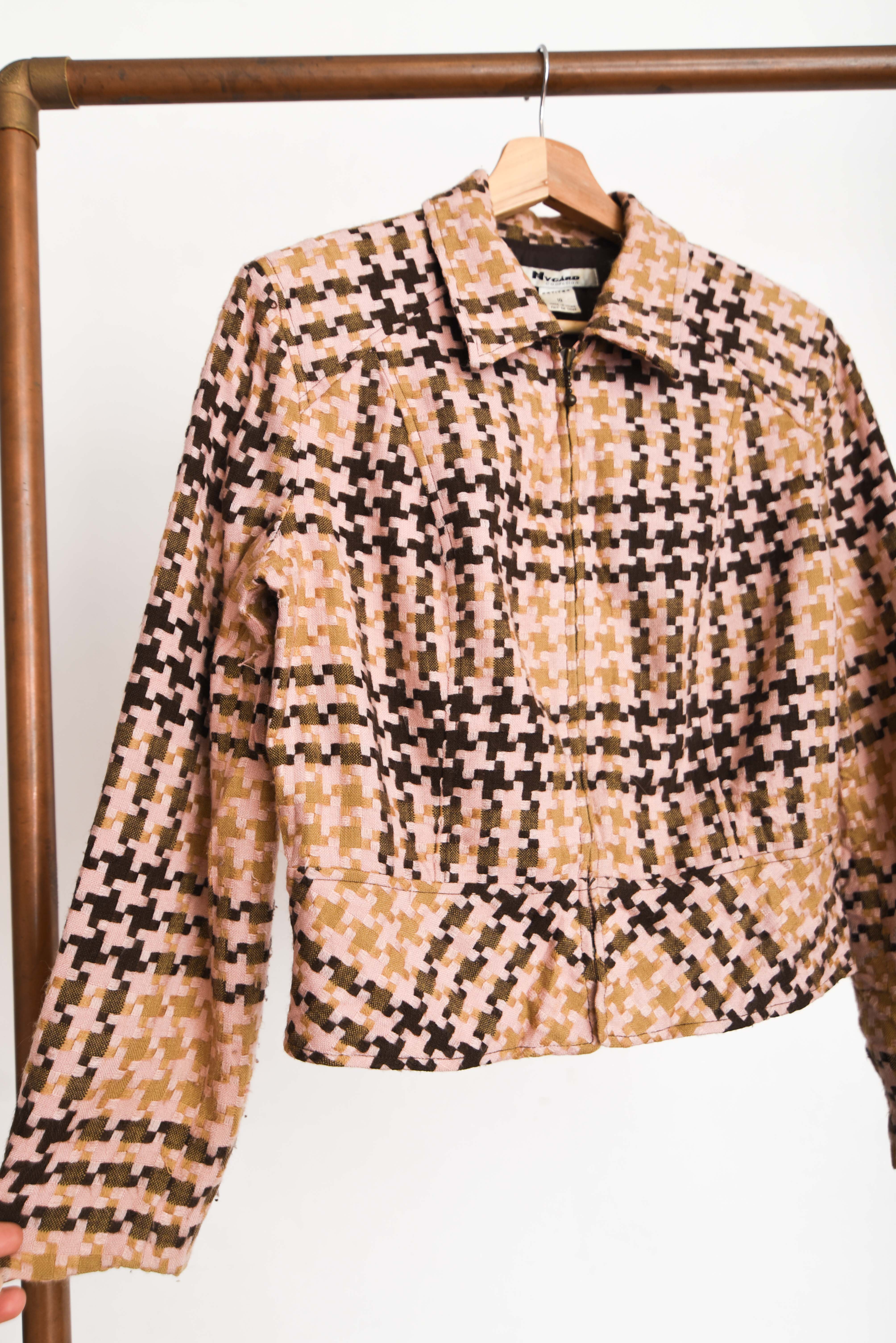 Chaqueta vintage coral pata de gallo