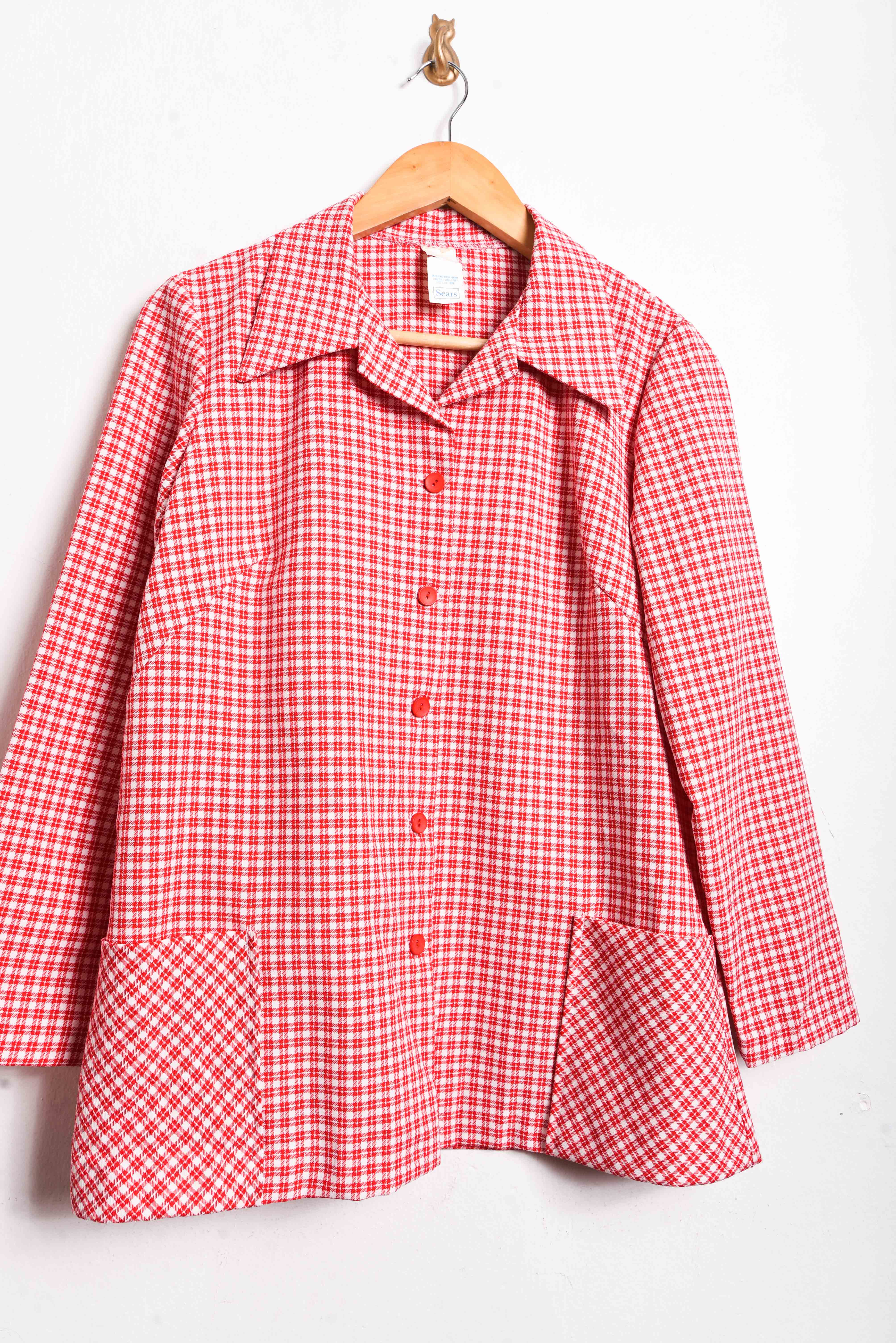 Camisa gingham rojo 70s