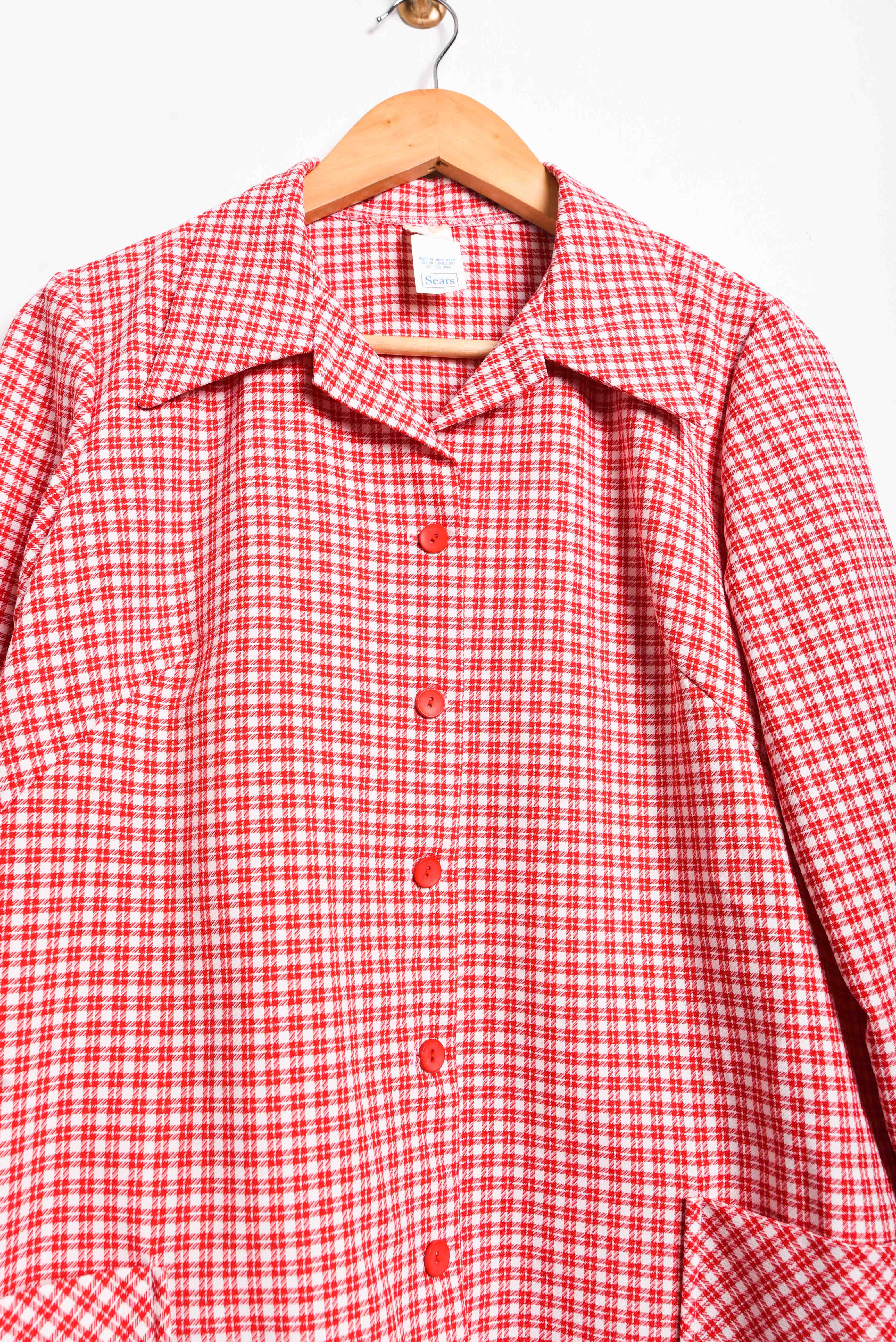 Camisa gingham rojo 70s