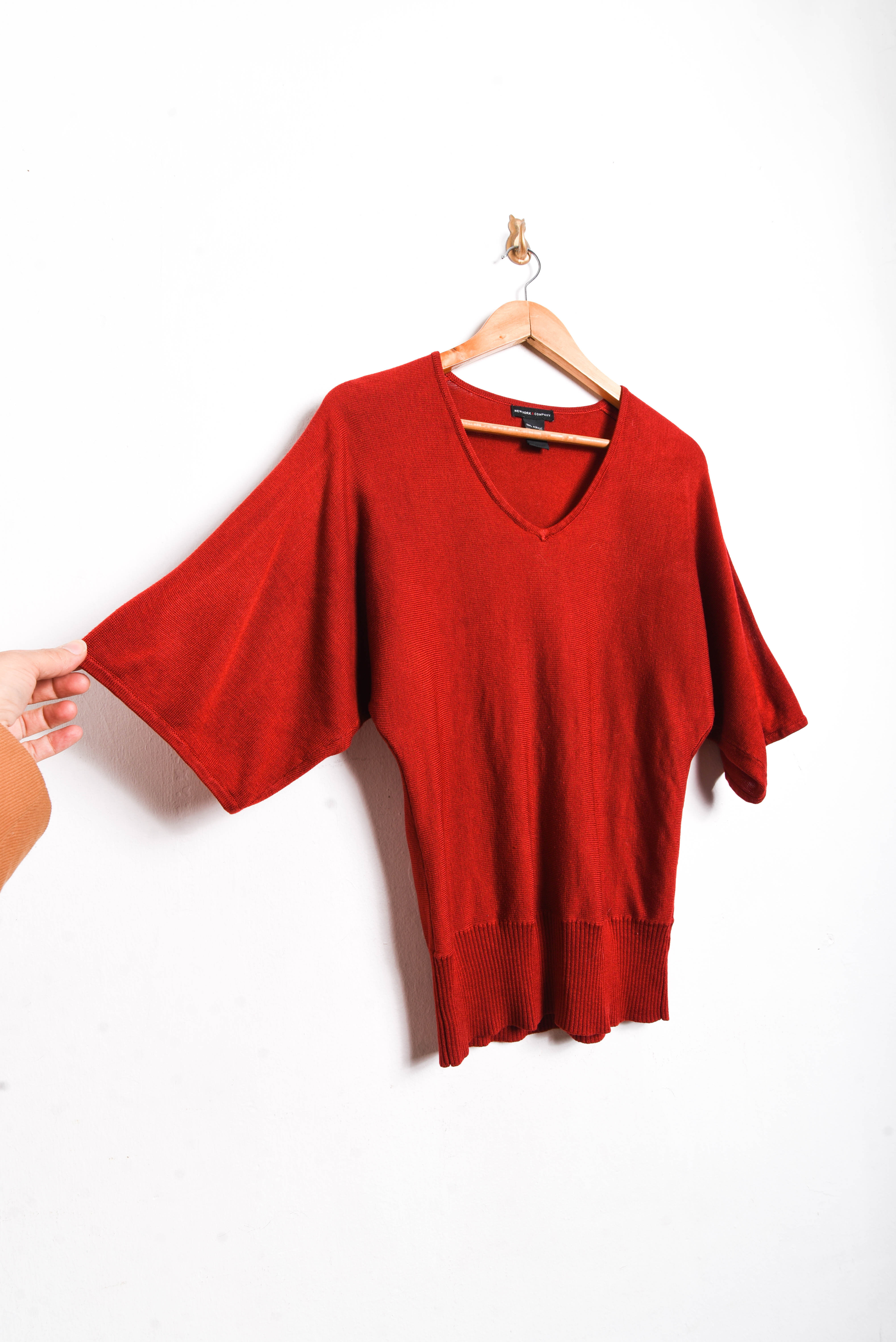 Top tejido red manga murciélago
