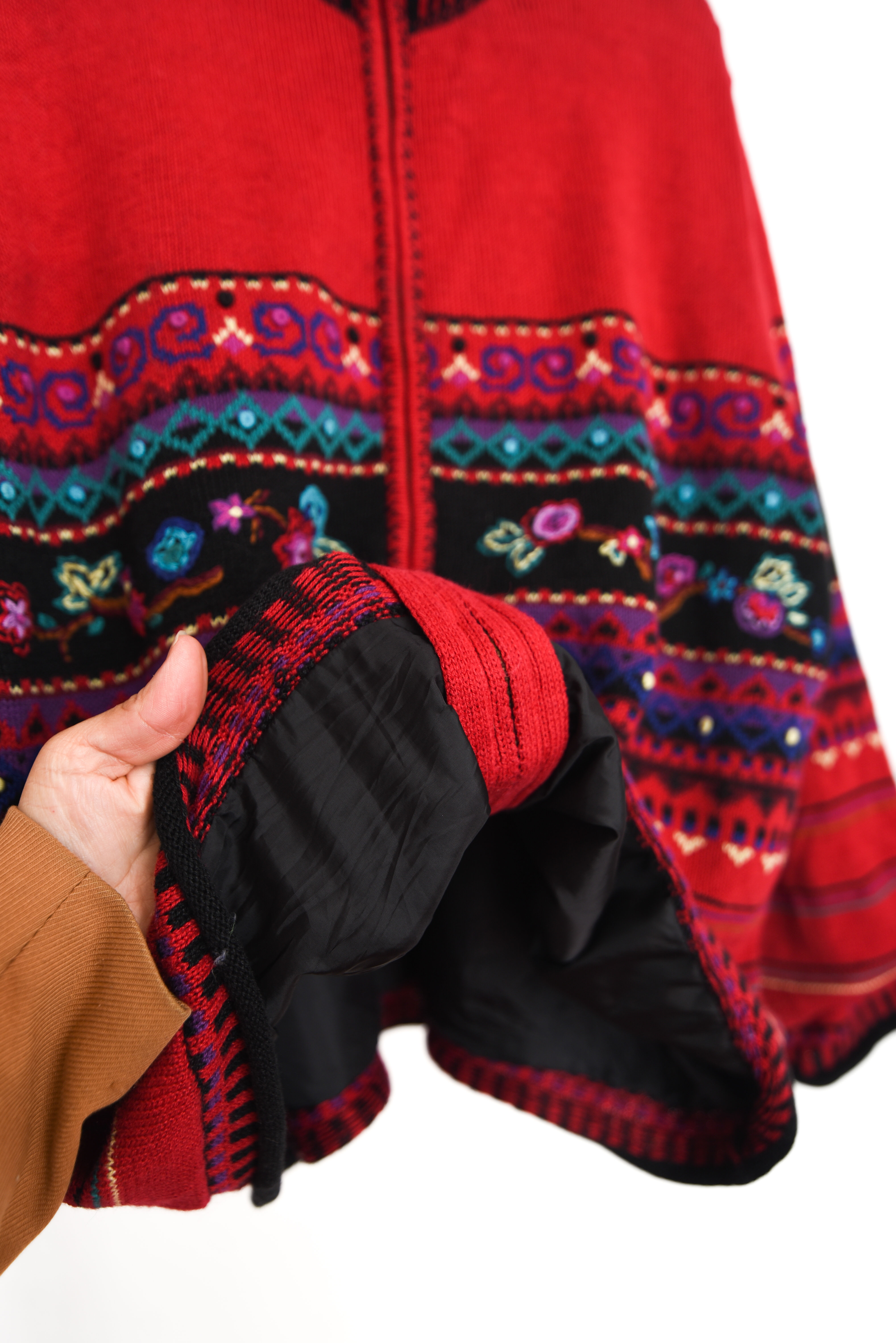 Cardigan rojo franjas 90s