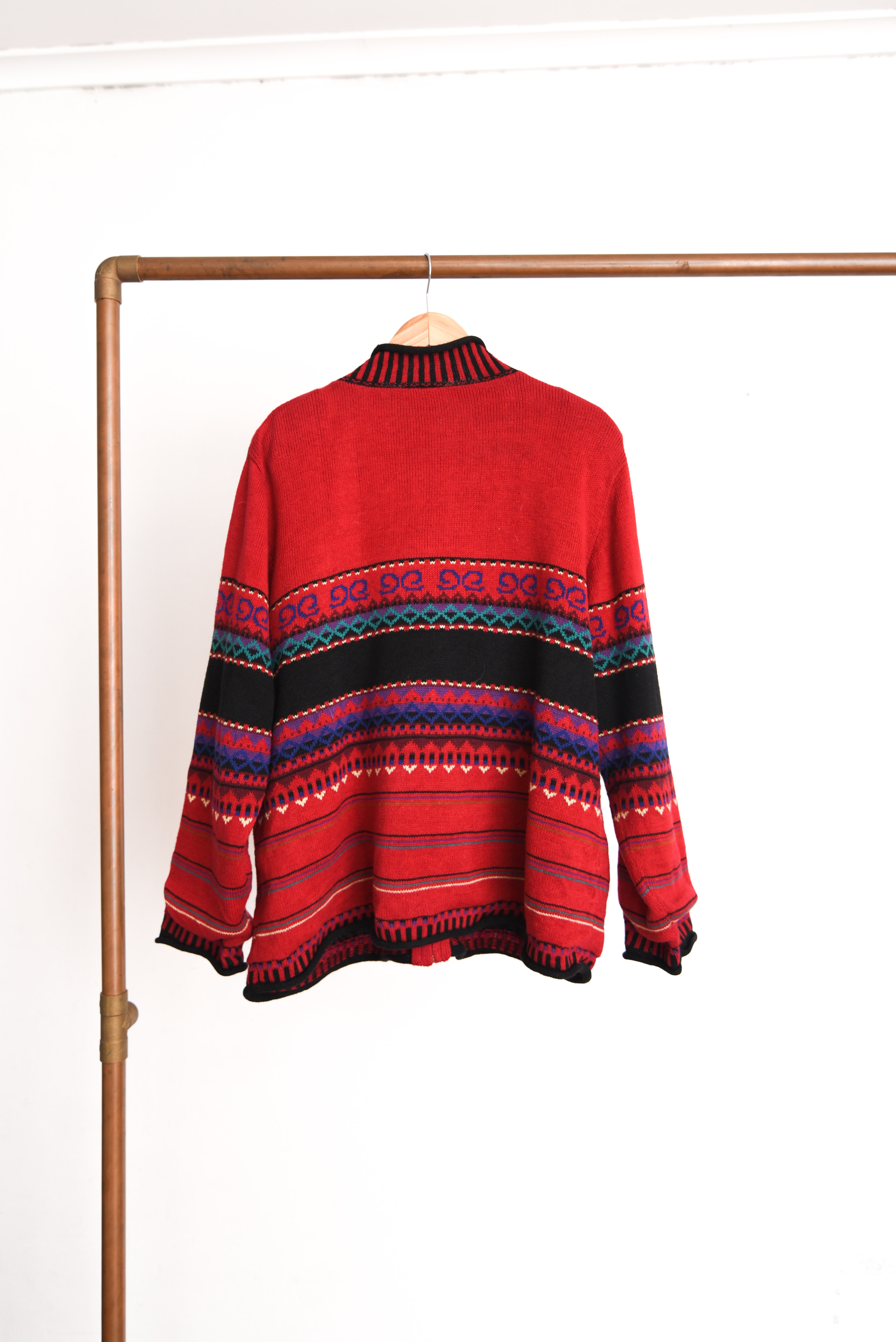 Cardigan rojo franjas 90s