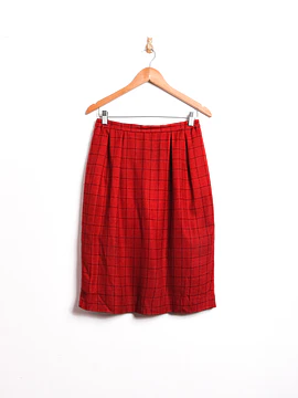 Falda vintage midi rojo grilla