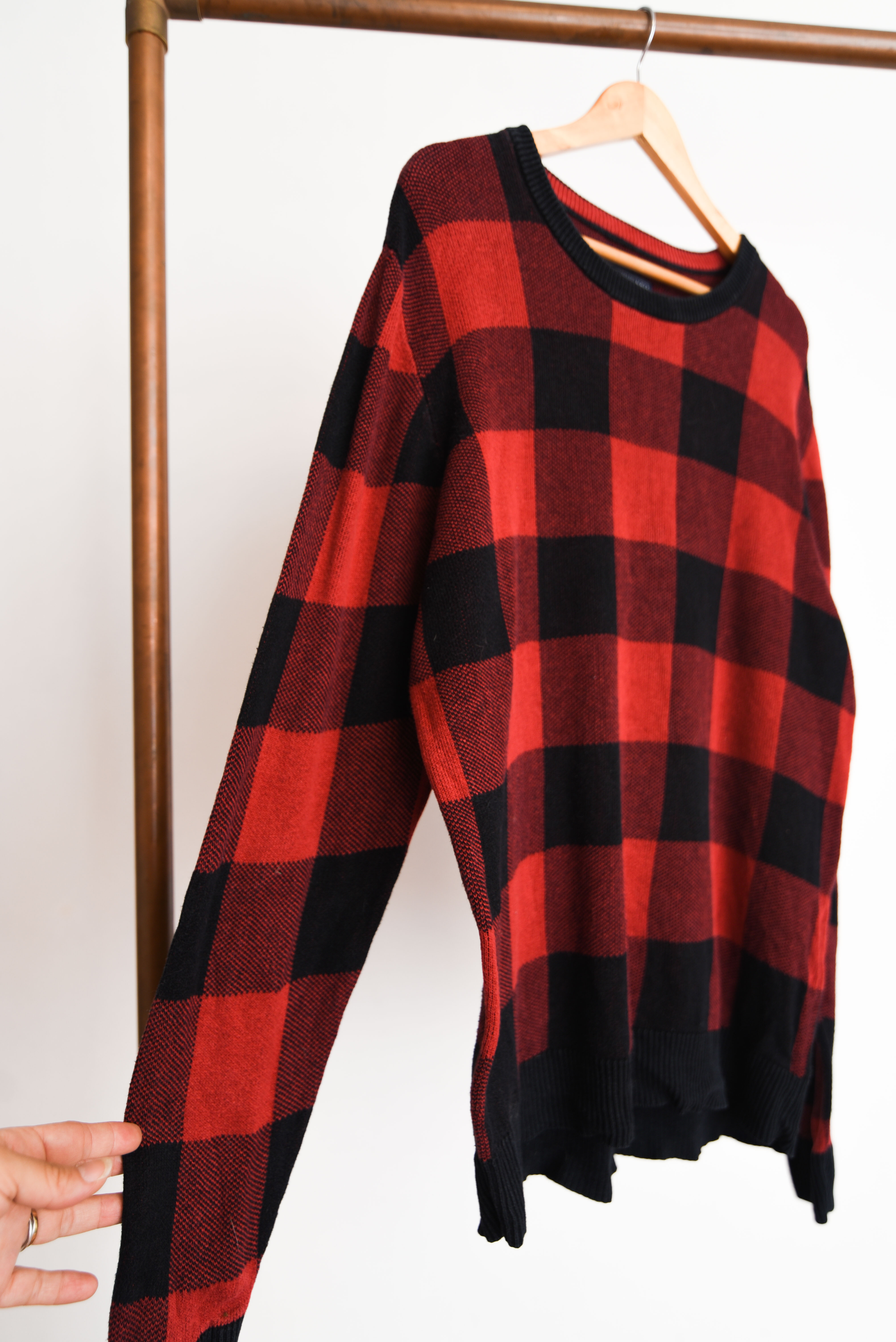 Chaleco rojo cuadros 90s