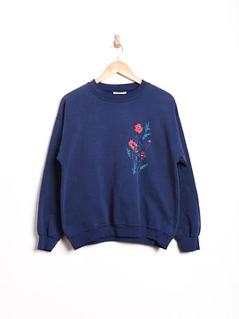 Polerón vintage azul flores