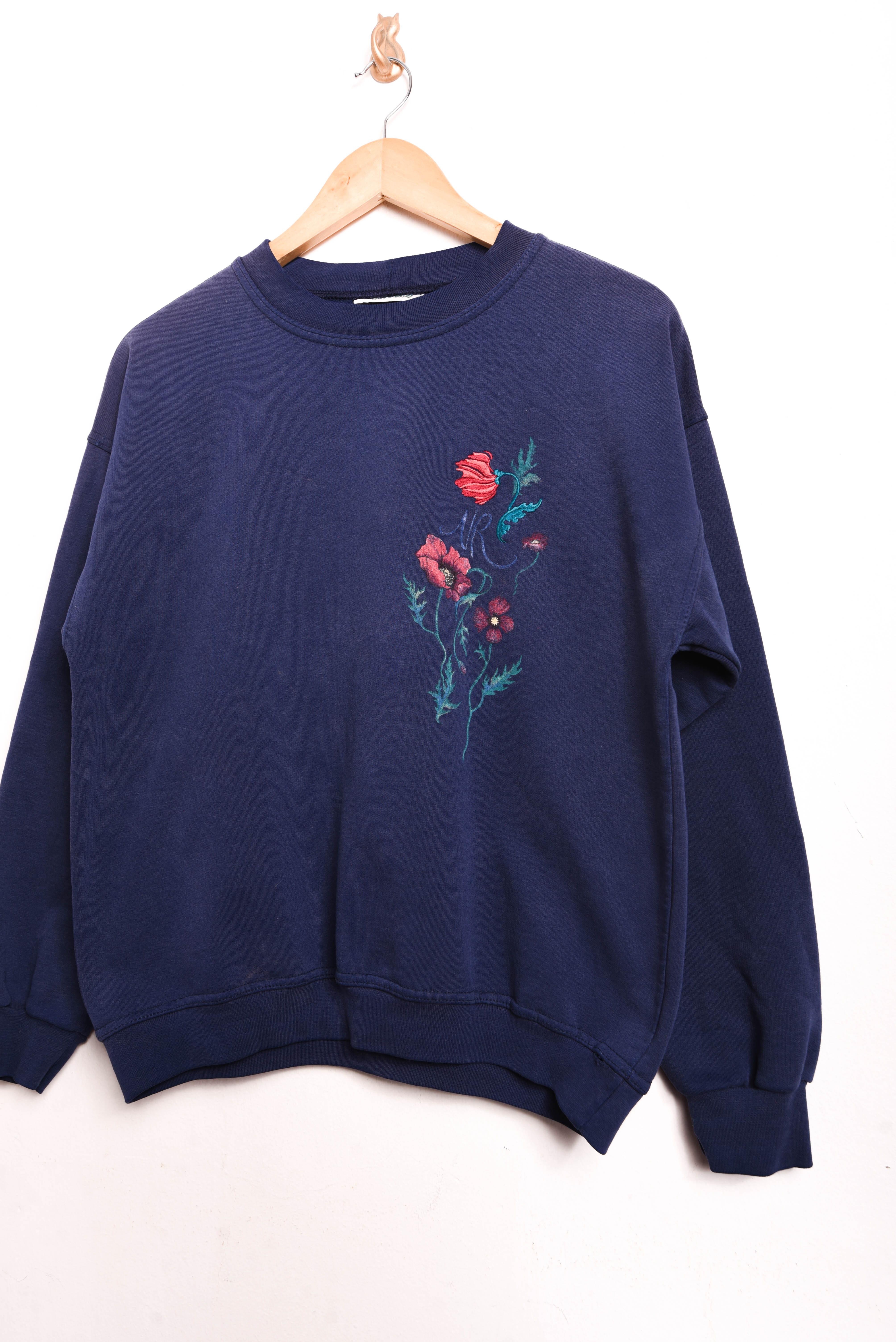 Polerón vintage azul flores
