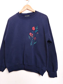 Polerón vintage azul flores