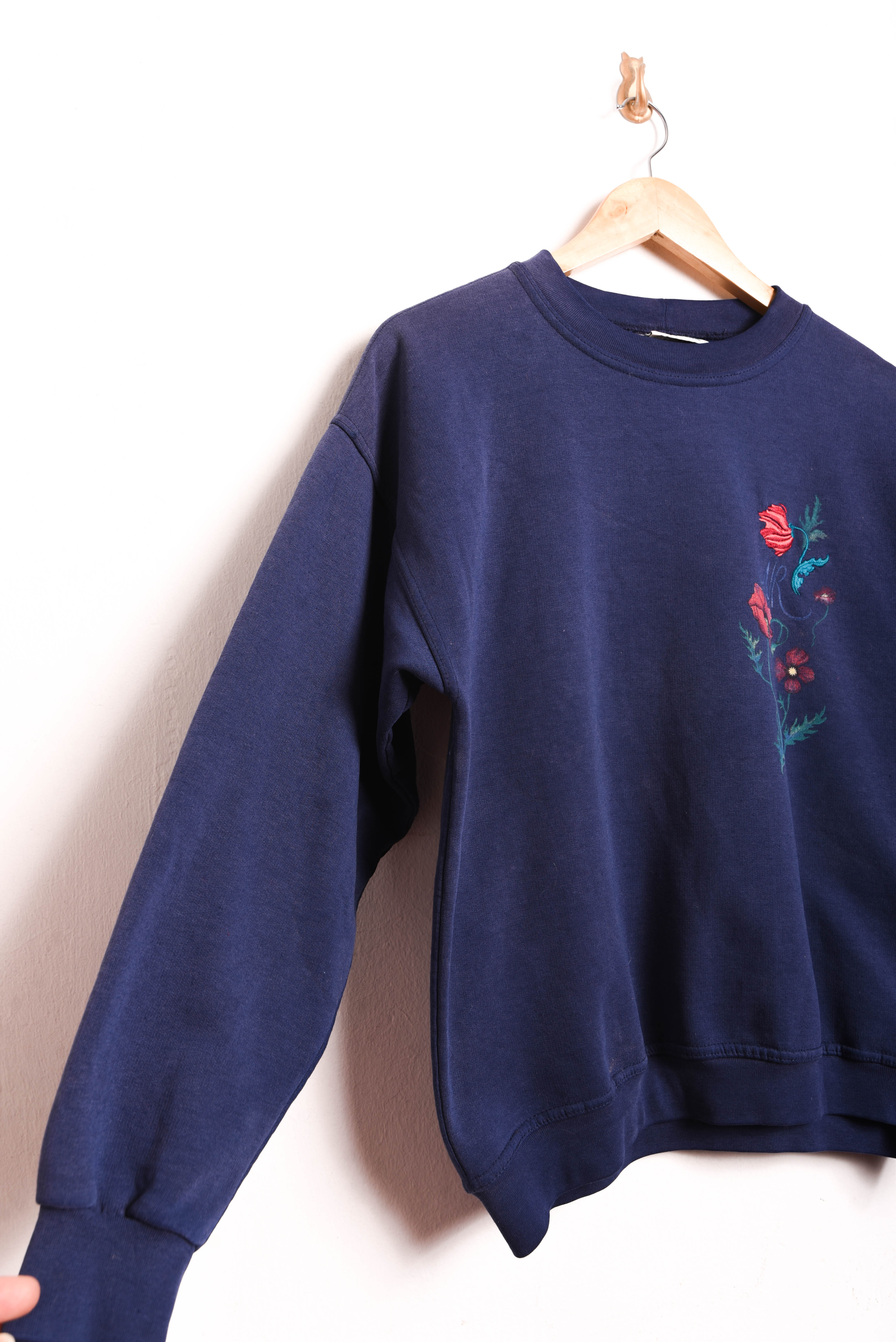 Polerón vintage azul flores