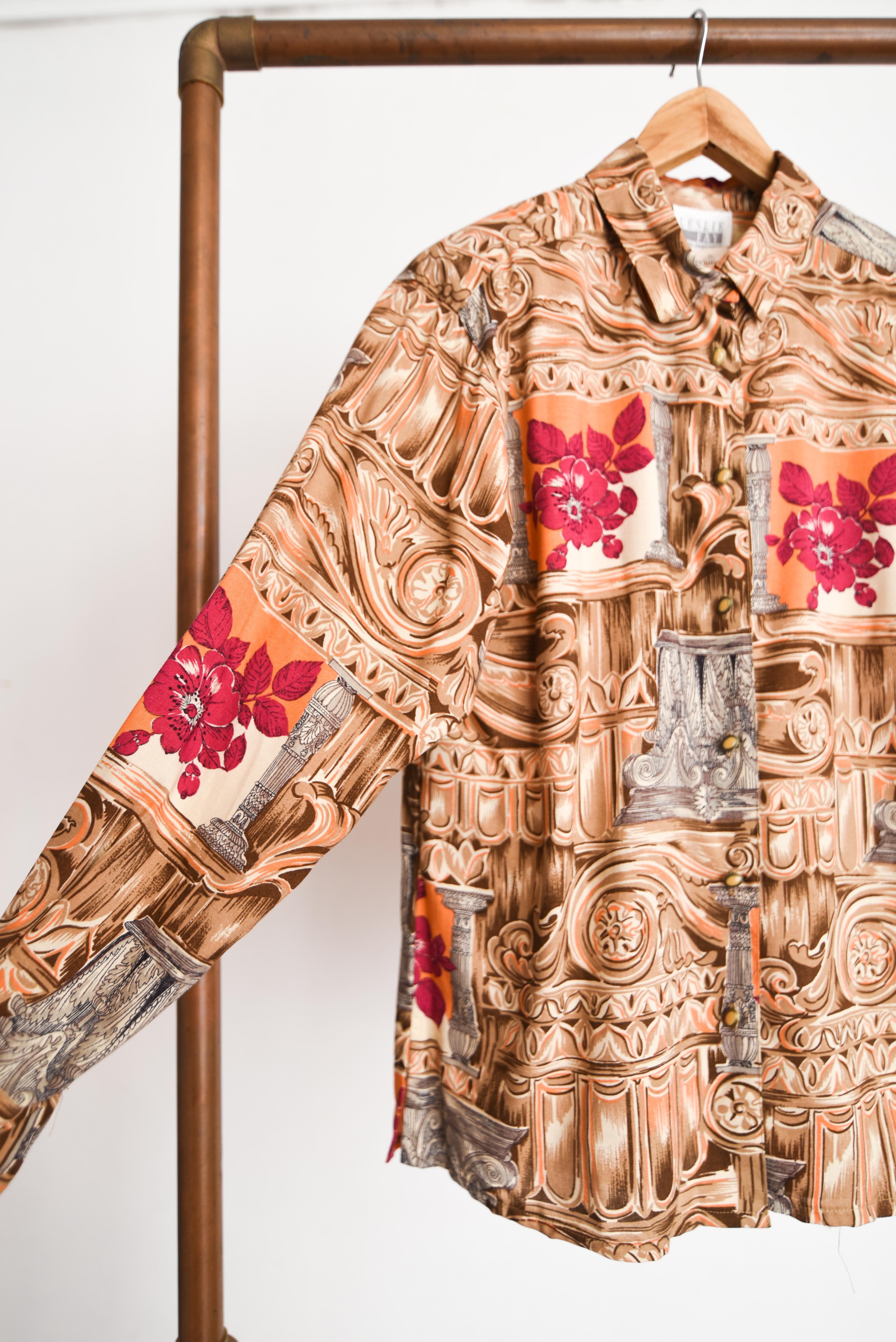 Blusa 90s baroque print deadstock