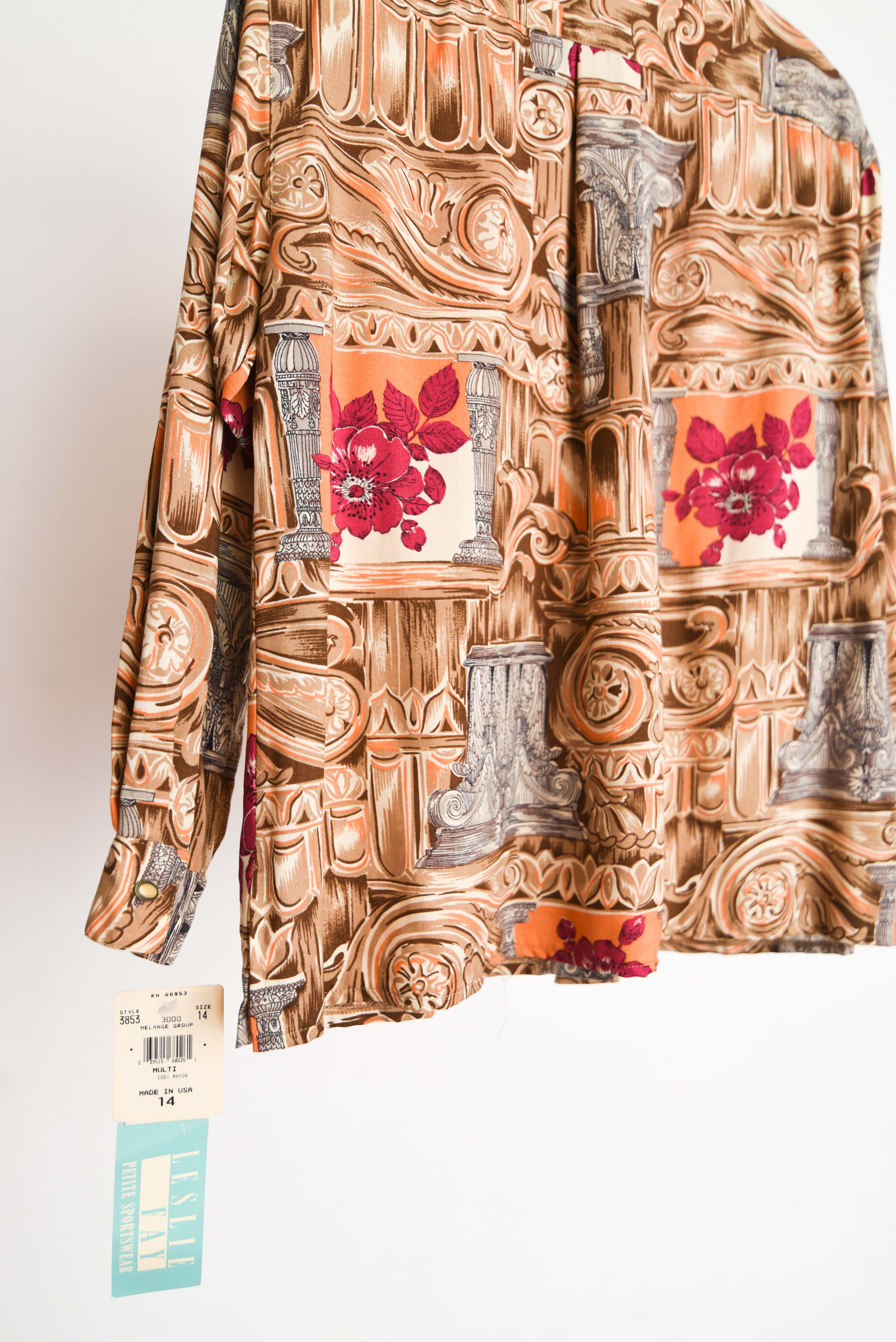 Blusa 90s baroque print deadstock