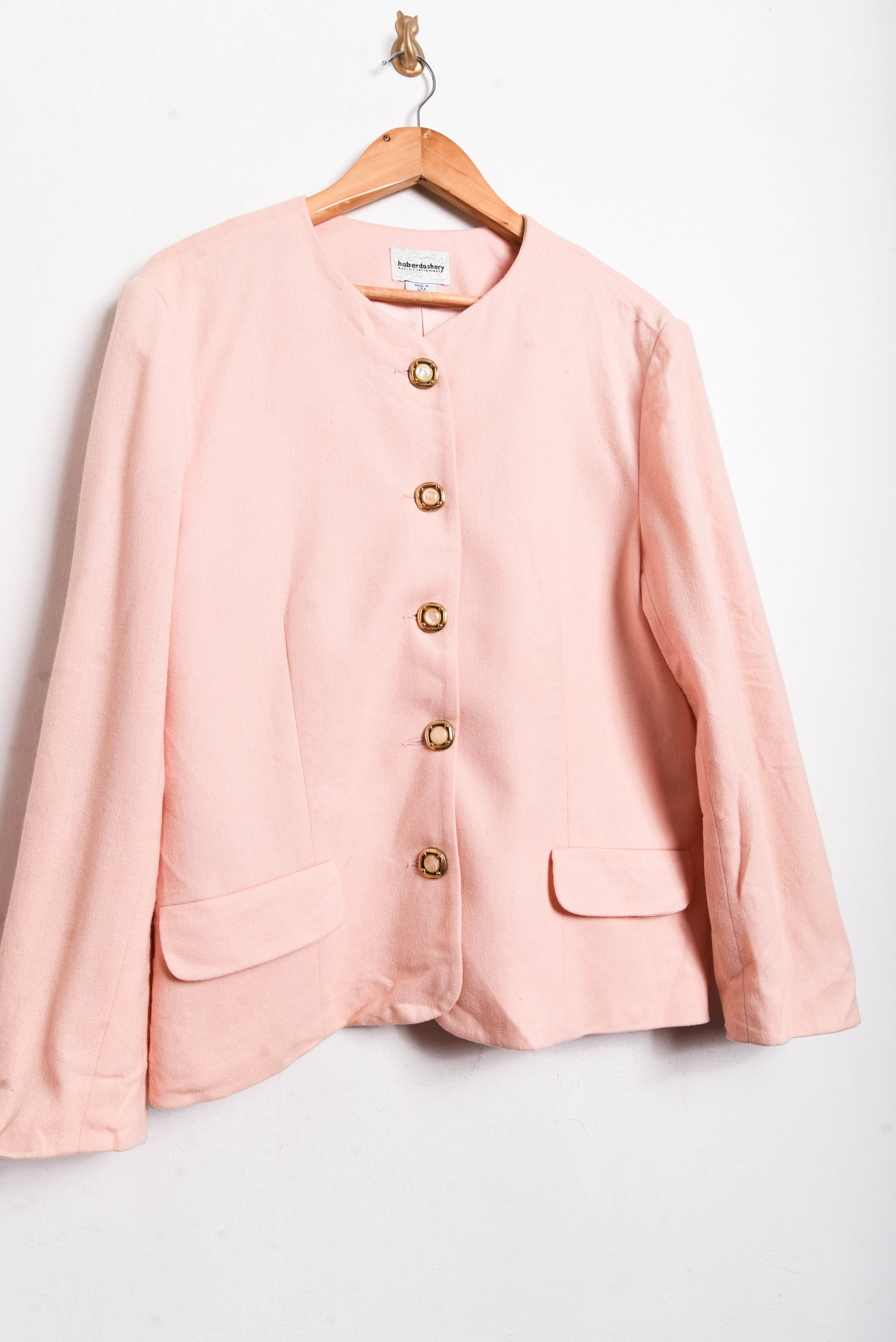 Chaqueta rosa pastel lana merino 90s