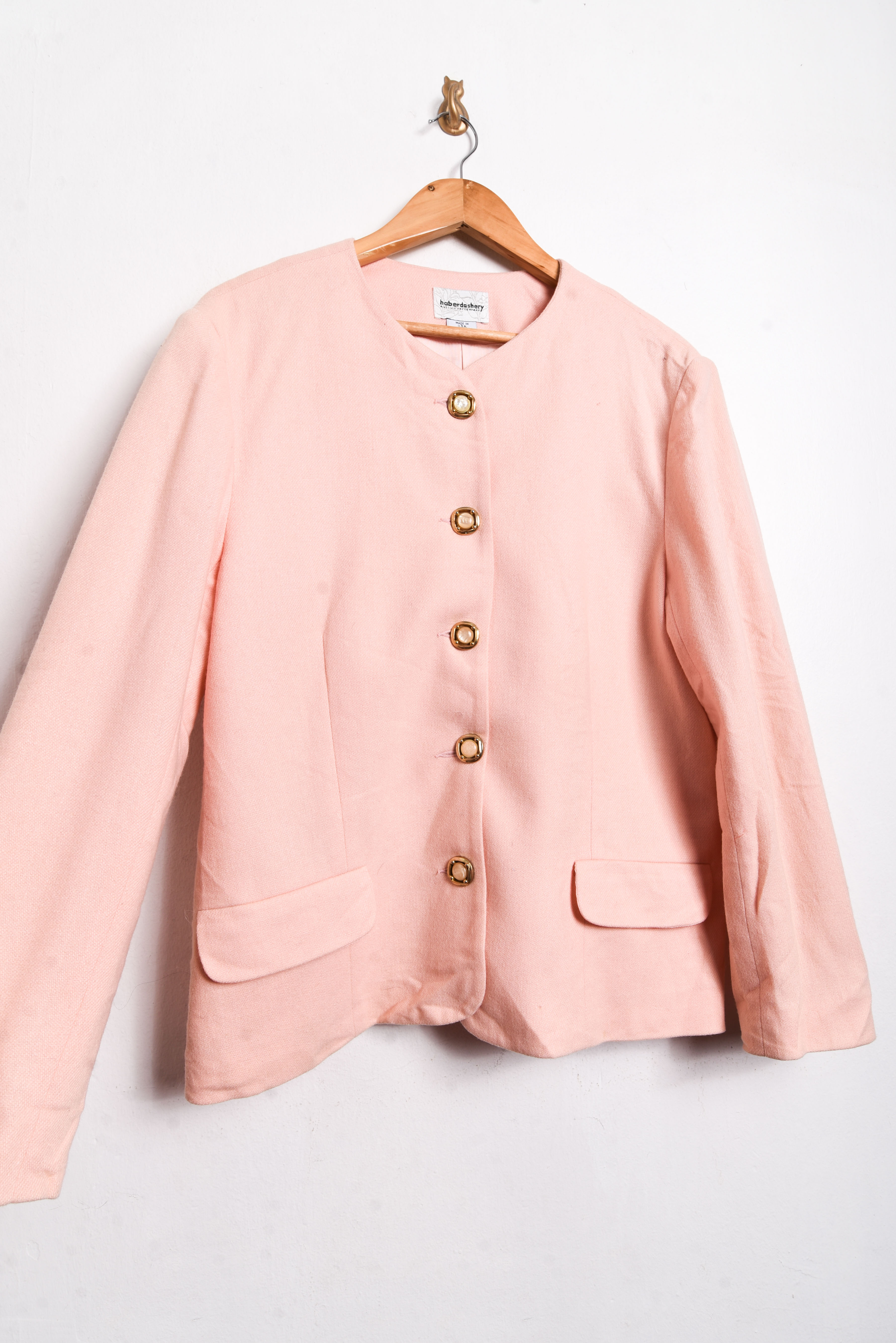 Chaqueta rosa pastel lana merino 90s