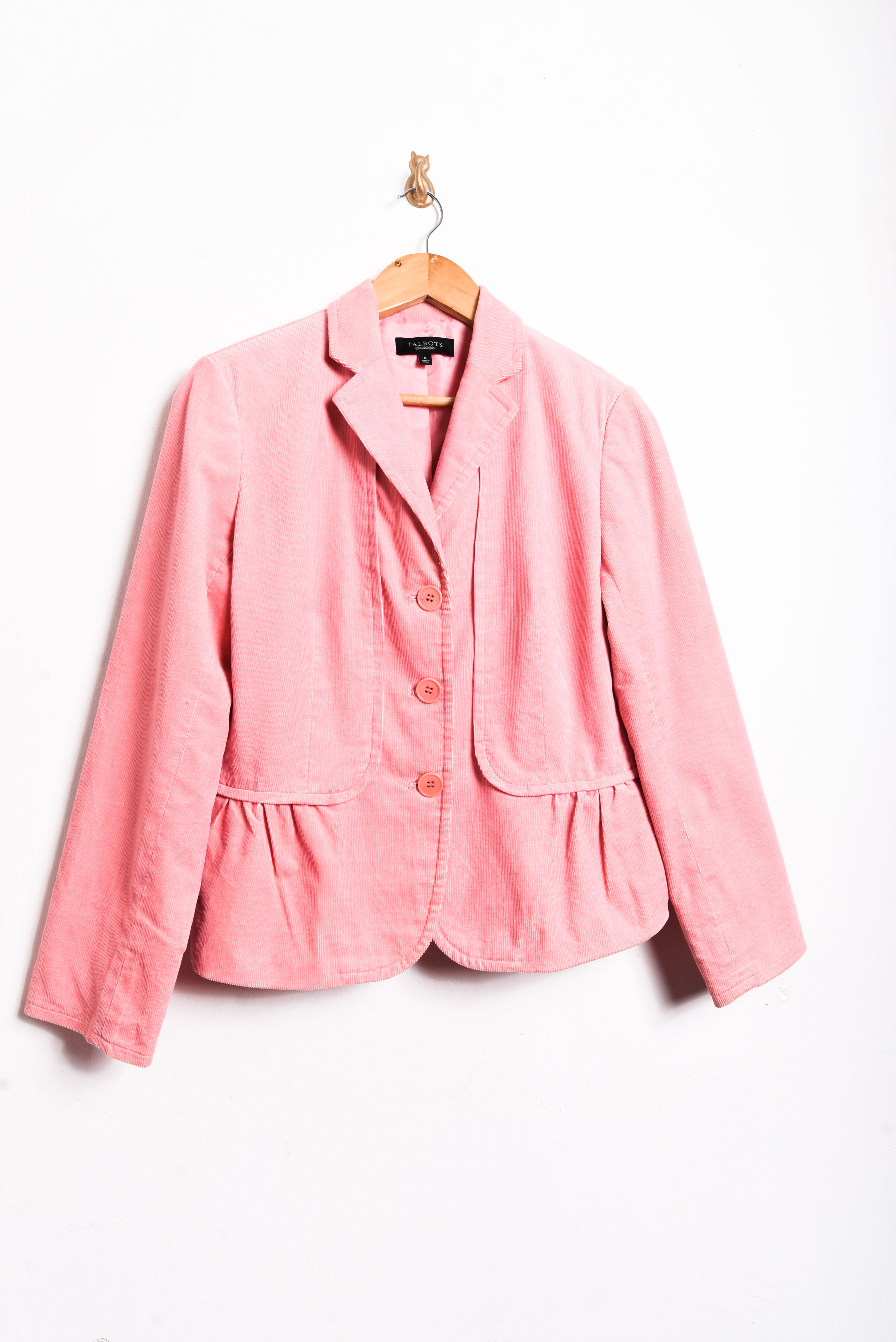 Blazer rosa pastel cotelé