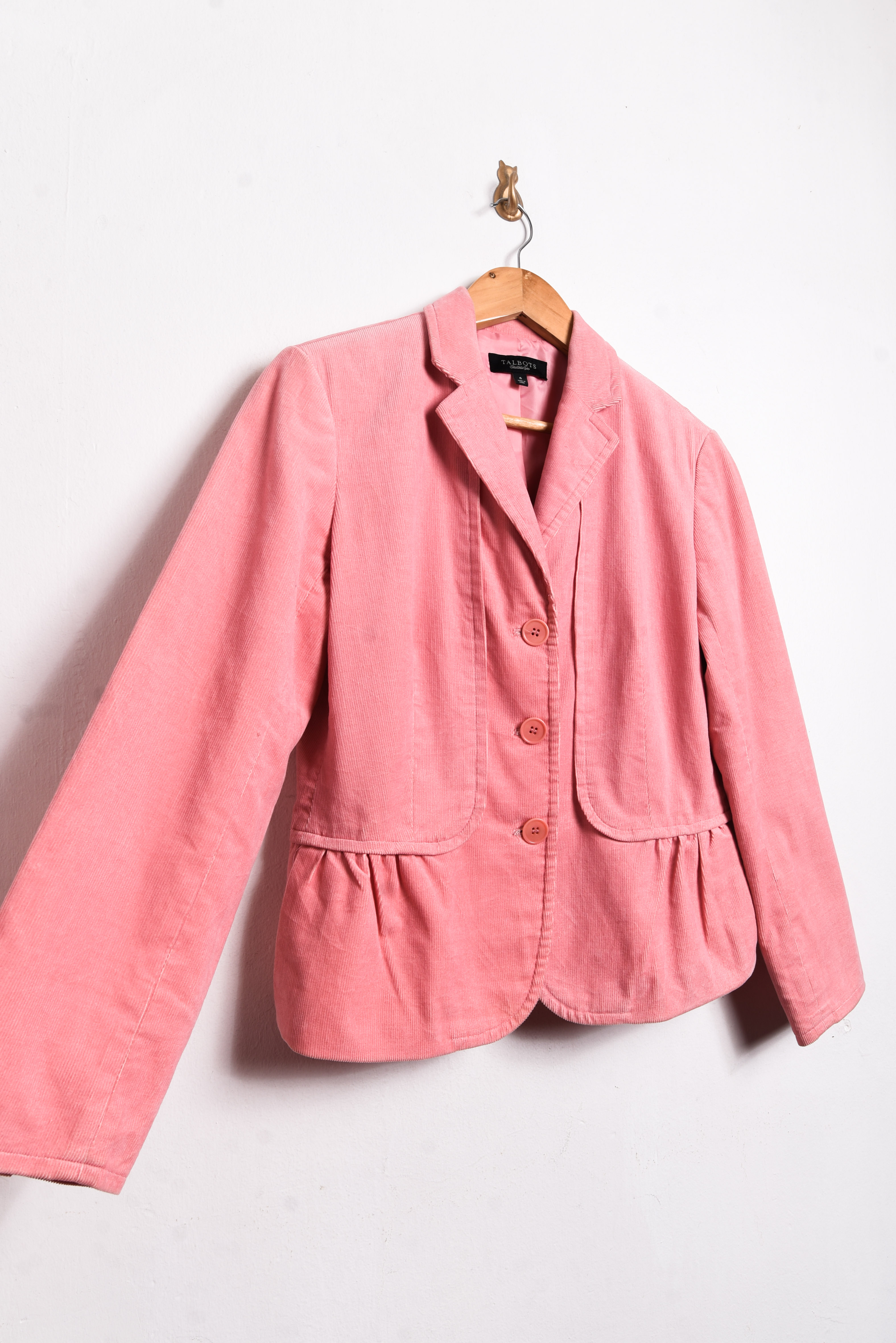 Blazer rosa pastel cotelé