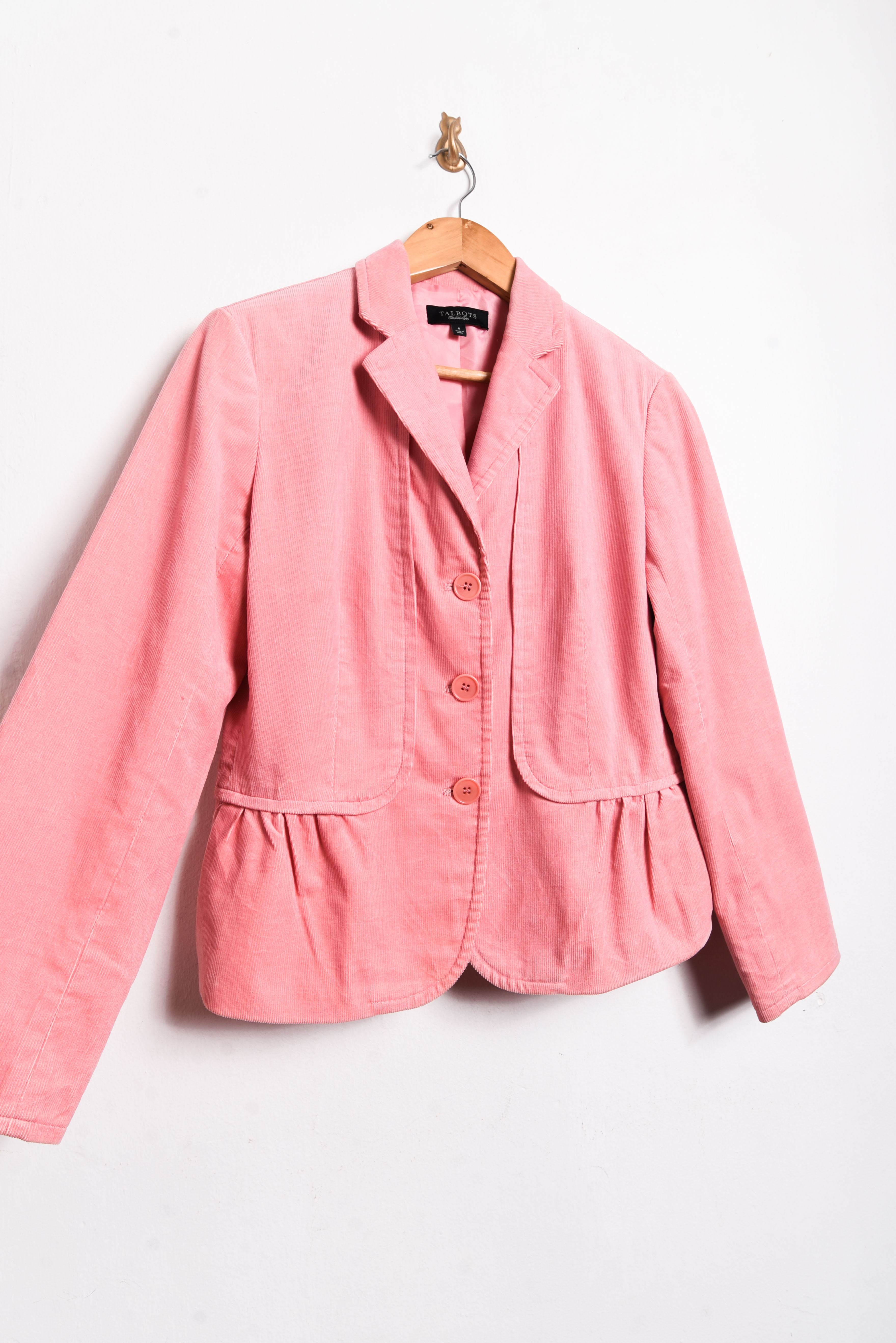Blazer rosa pastel cotelé