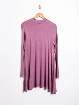 Vestido malva basic manga larga