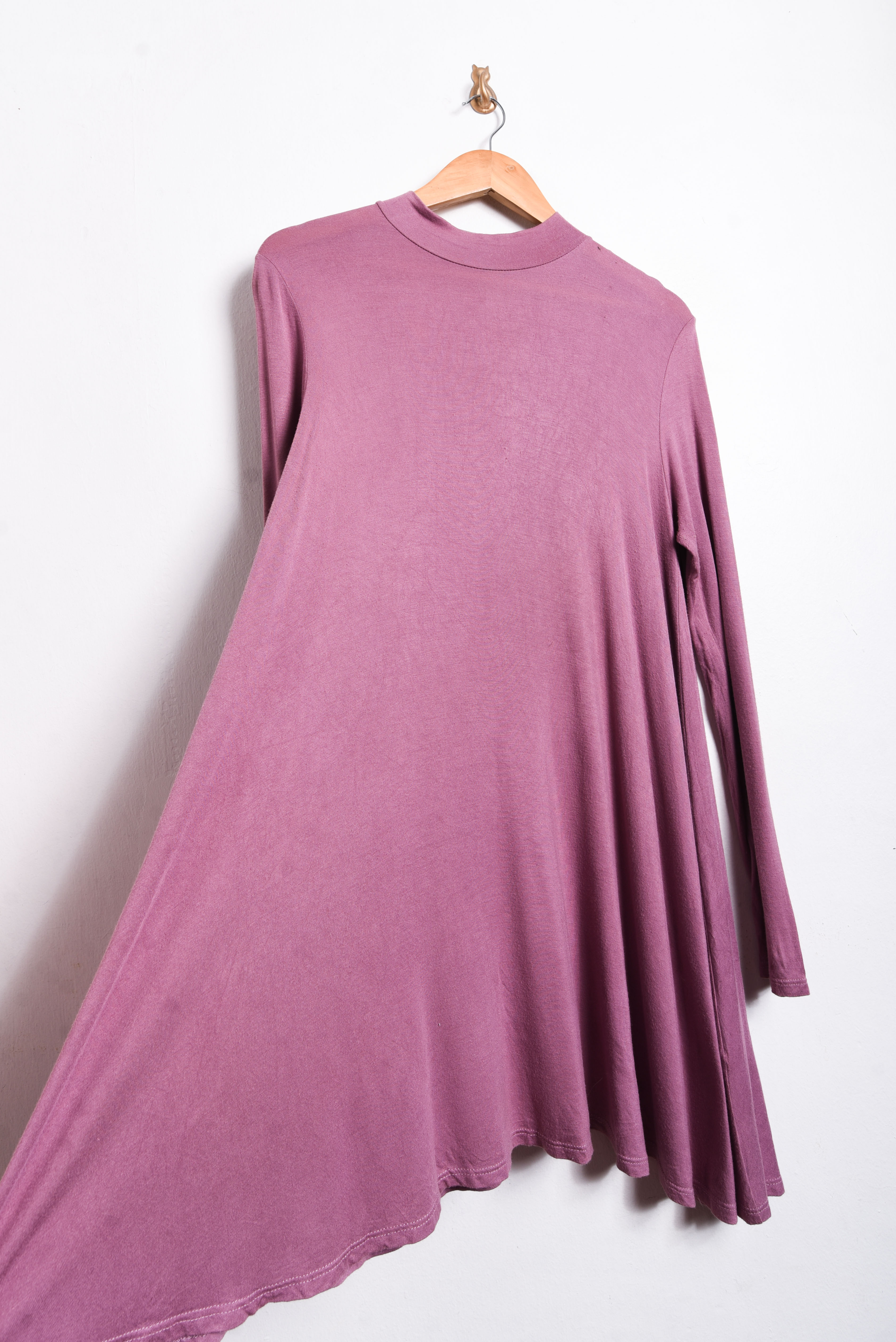 Vestido malva basic manga larga