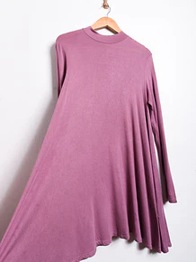 Vestido malva basic manga larga