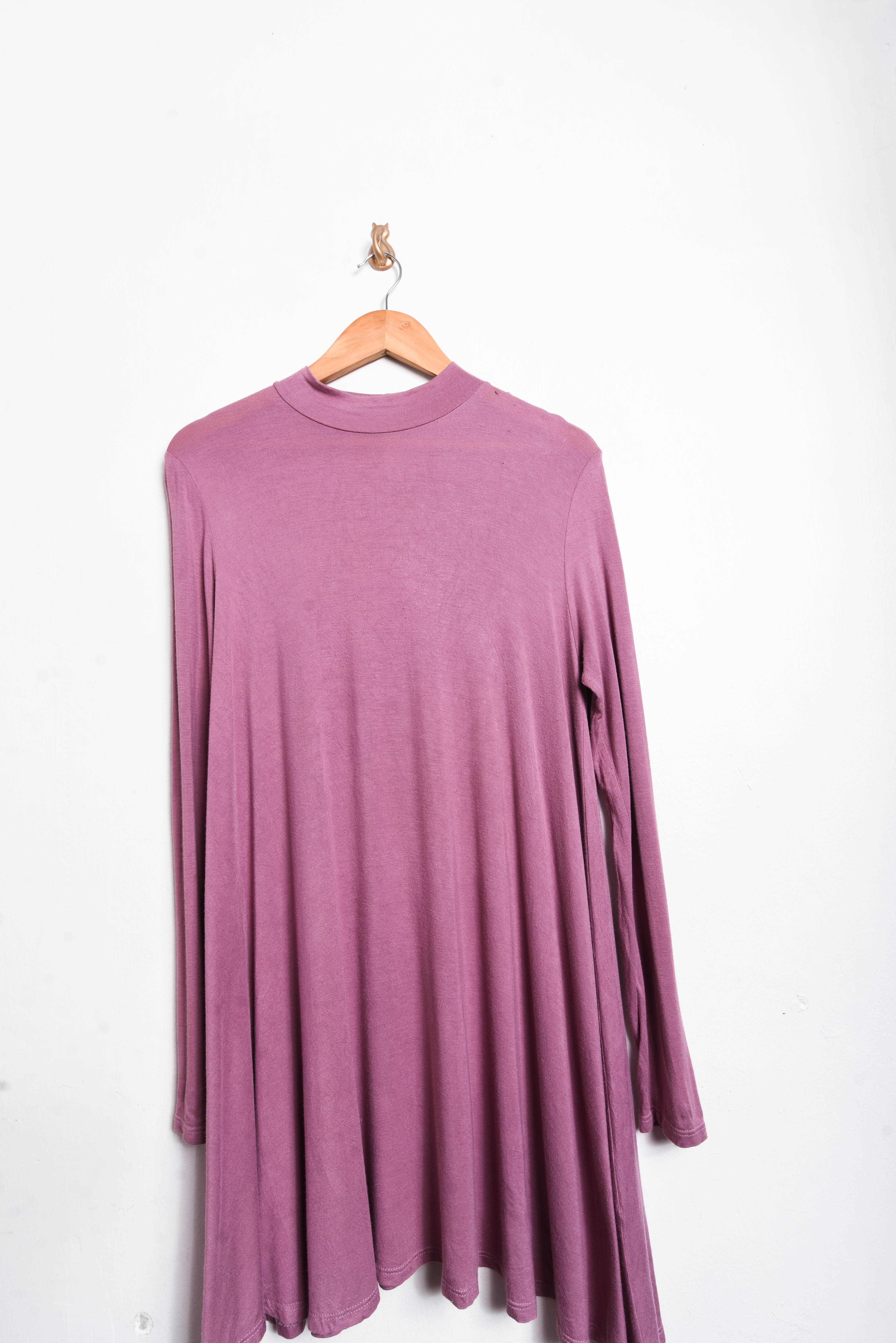 Vestido malva basic manga larga